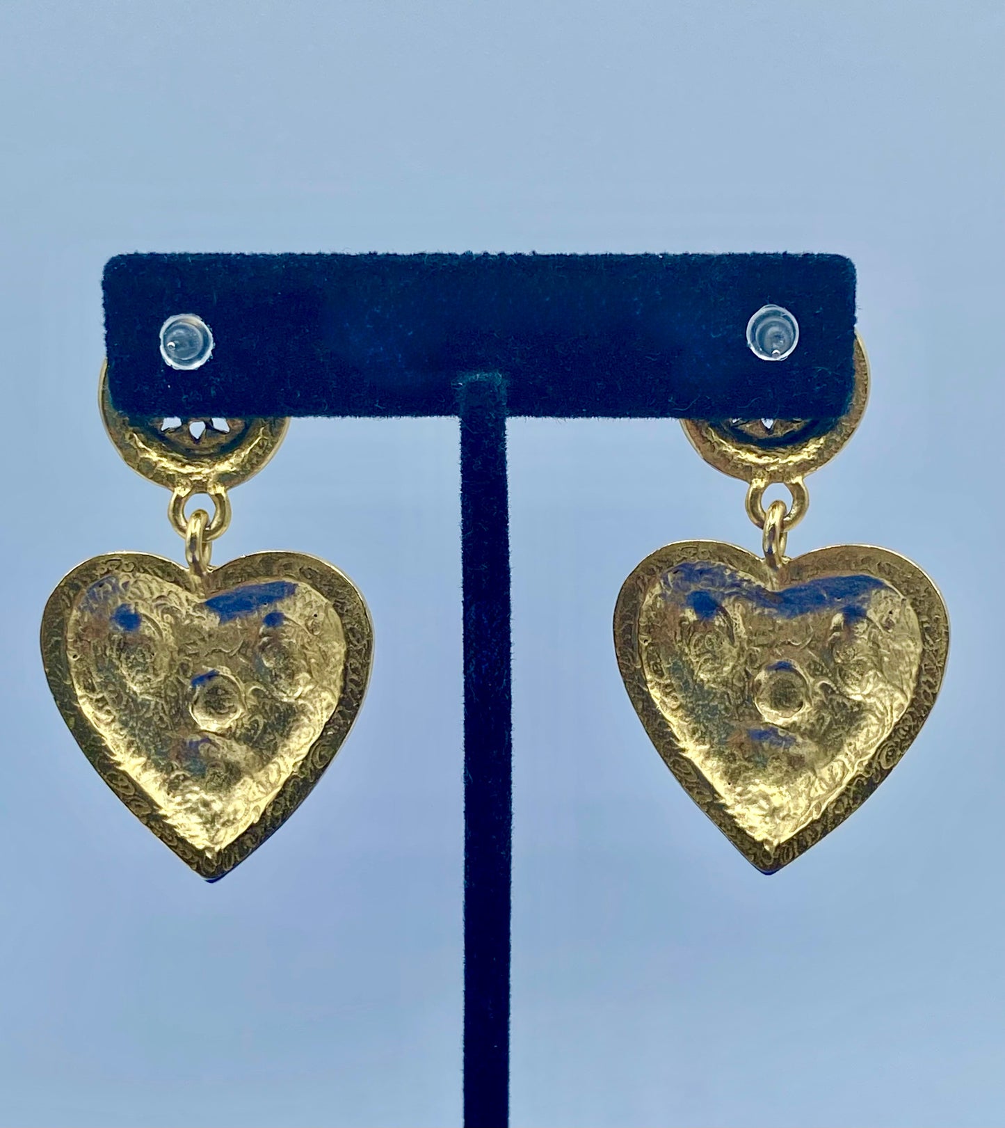 Gold Tone Animal Heart Earrings