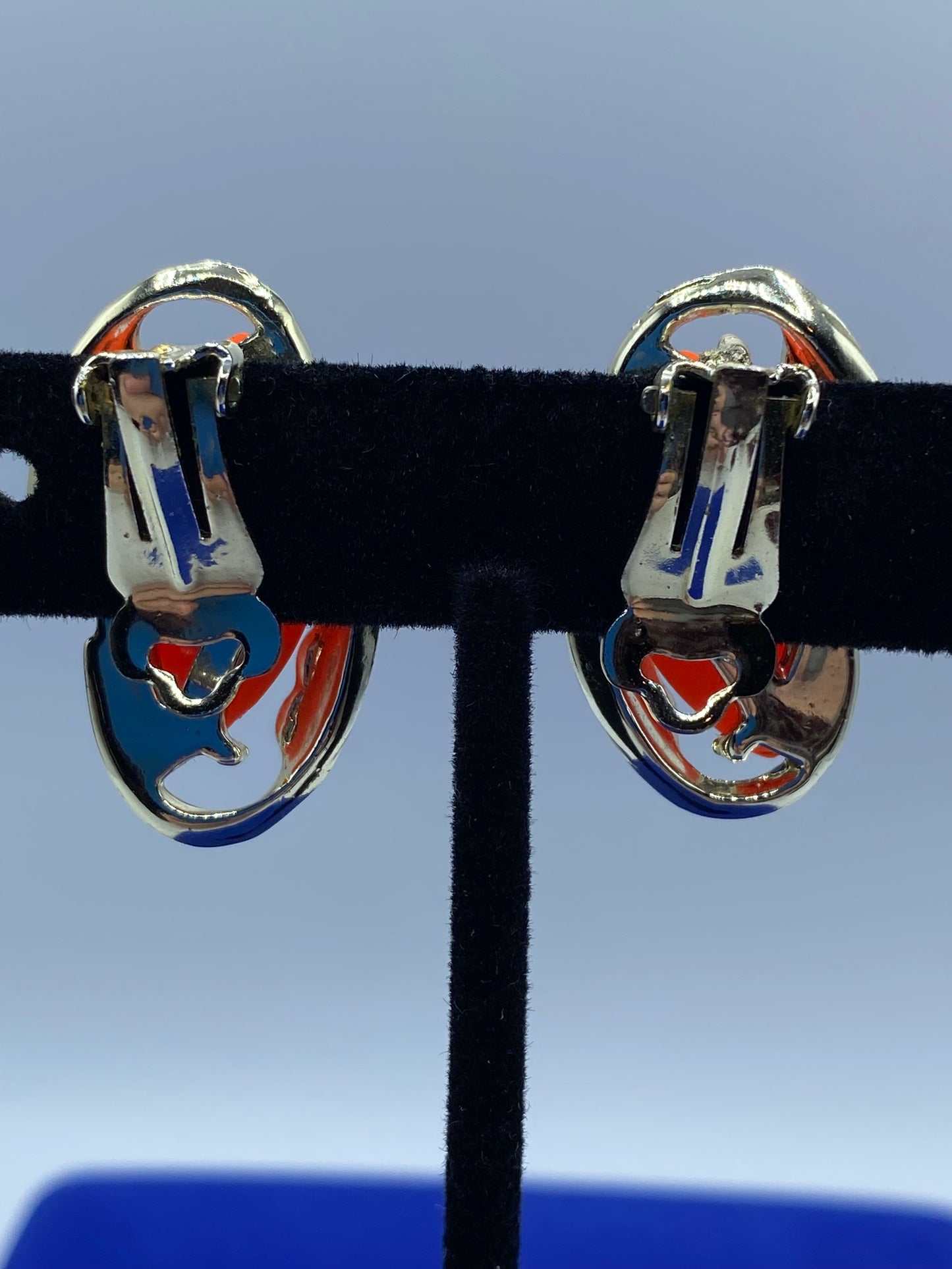 Orange Lucite Vintage Clip Ons