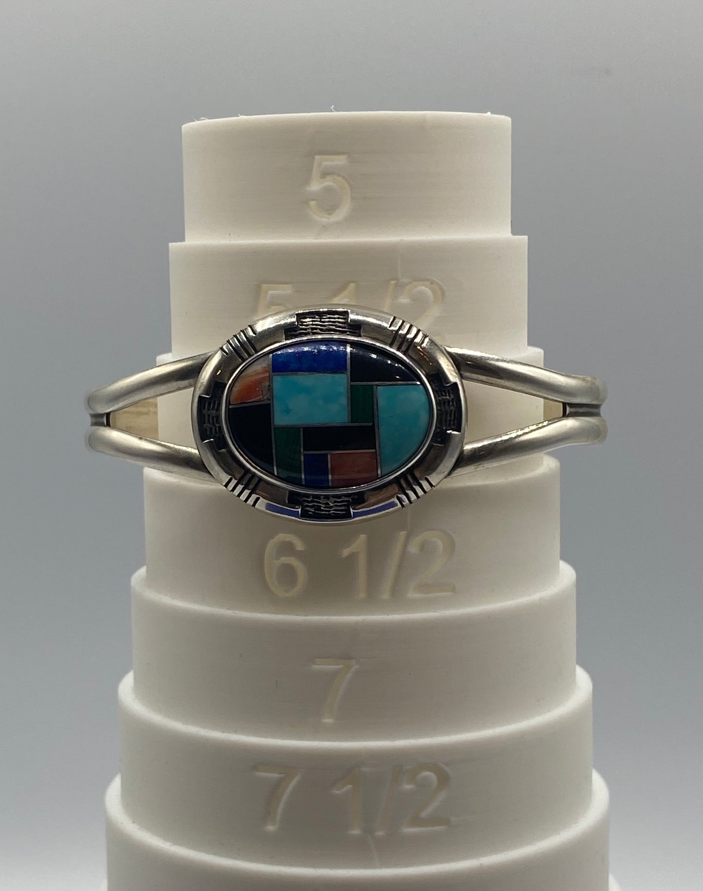 Carolyn Pollack Relios Sterling Silver Inlaid Multi Stone Cuff Bracelet