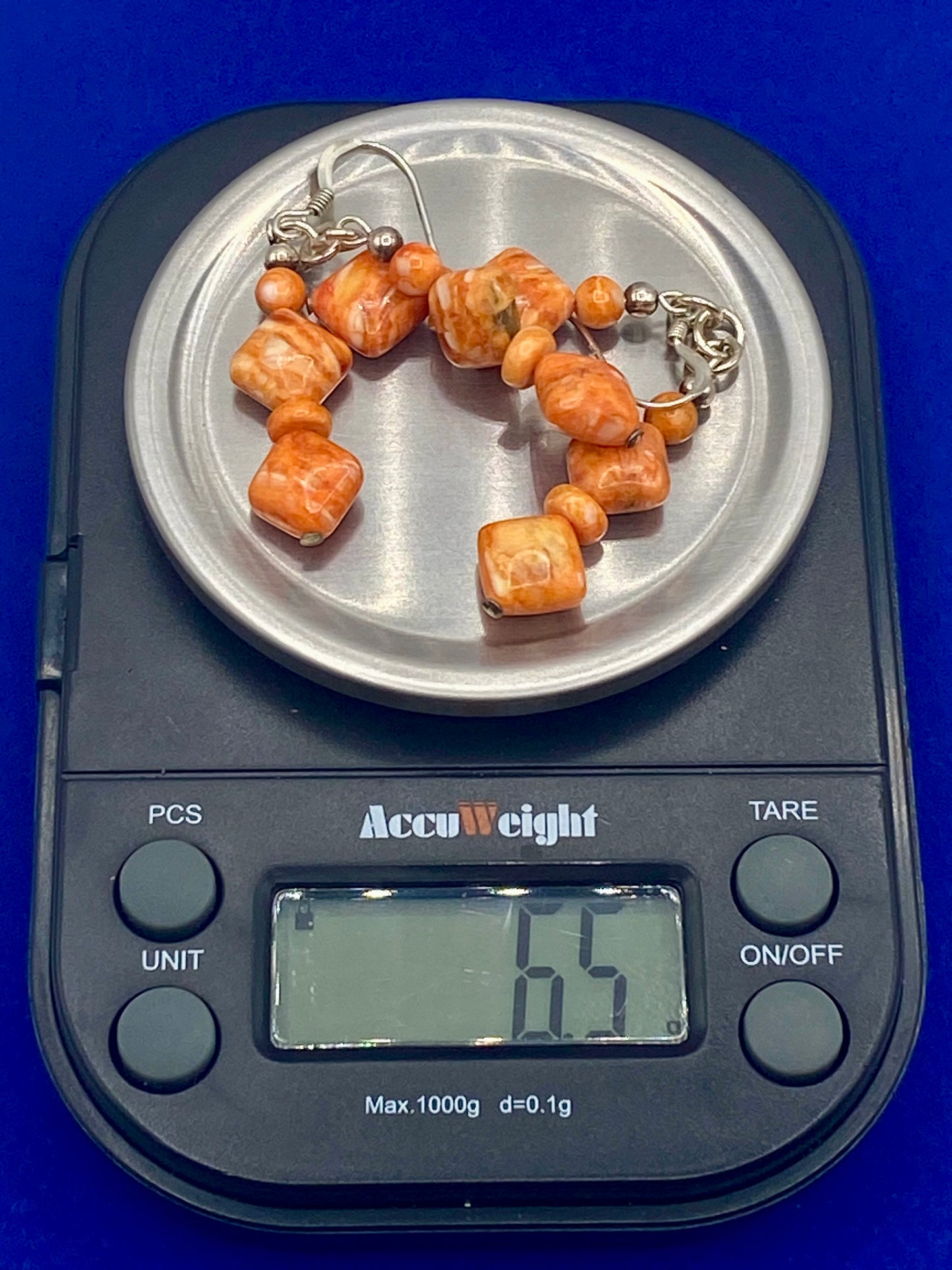Sterling Silver Orange Spiny Oyster Beaded Earrings