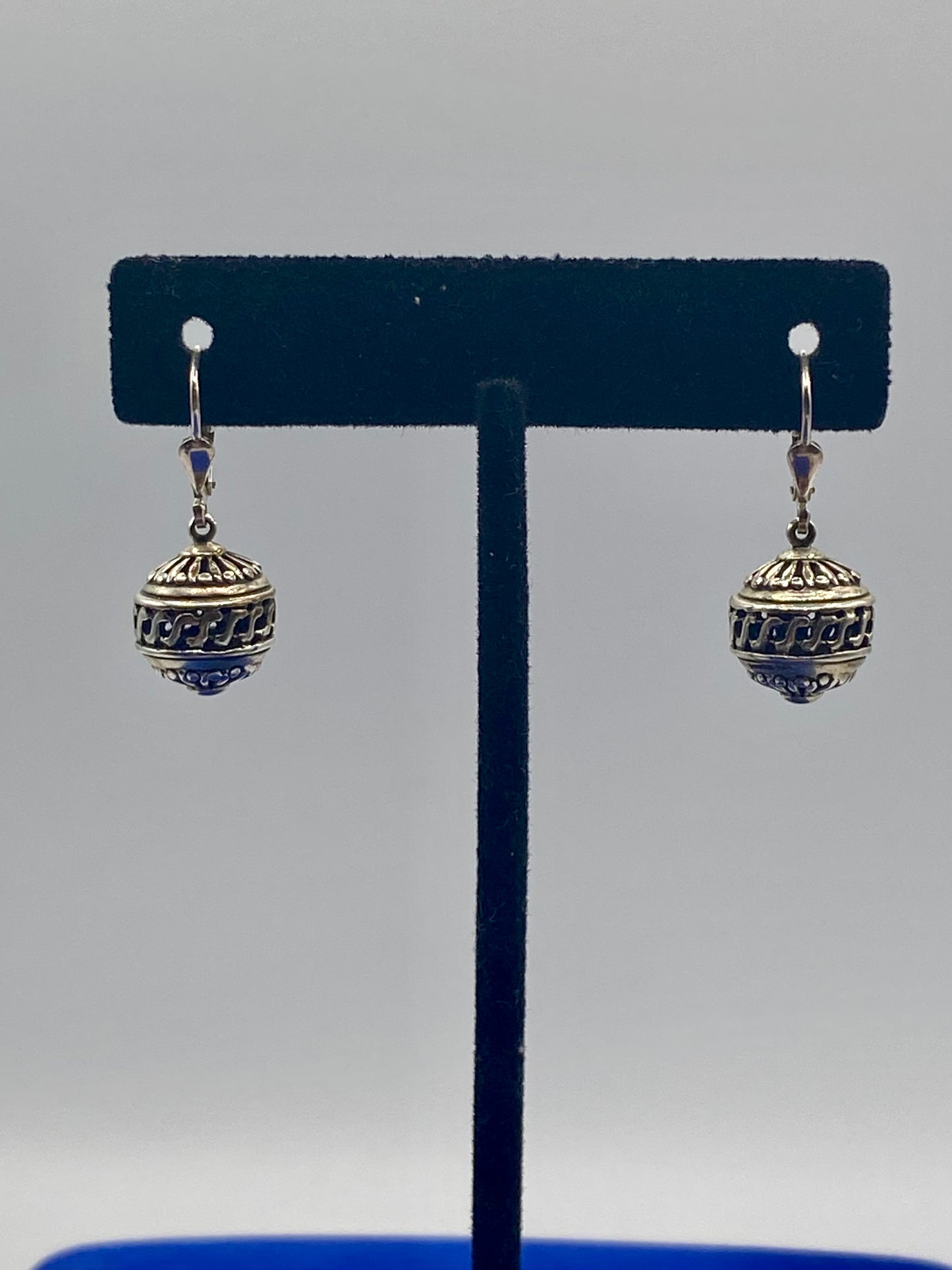 Bali Sterling Silver Drop Dangle Ball Earrings