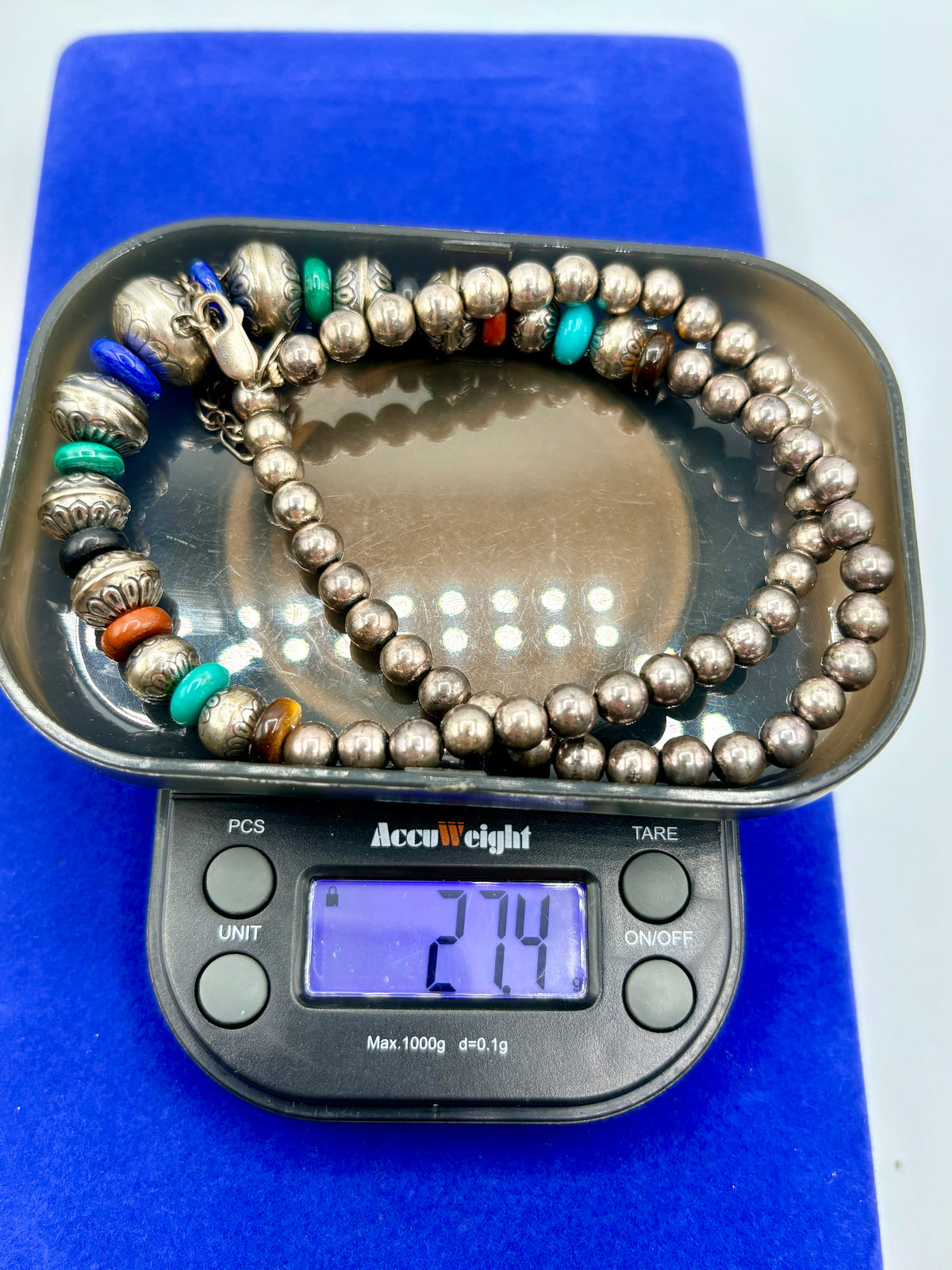 Sterling Silver Carolyn Pollack Native Graduated Gemstone Beaded Necklace
