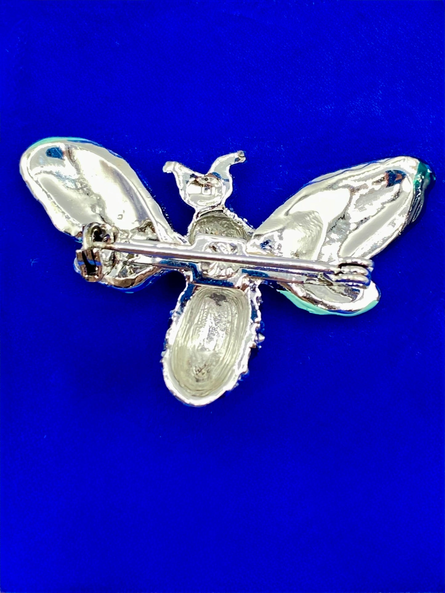 Vintage Silver Tone Enameled Bee Brooch