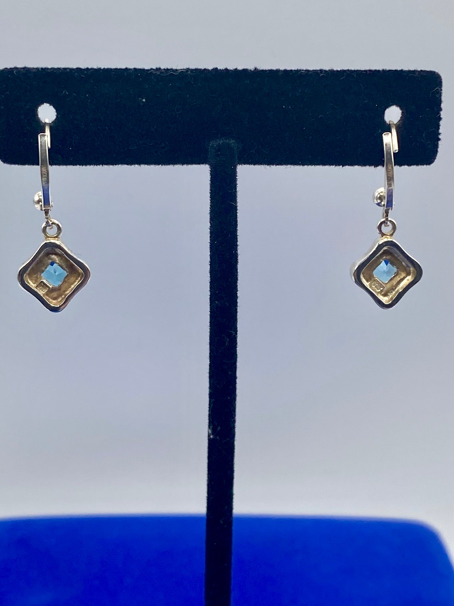 Sterling Silver Blue Topaz Dangle Earrings