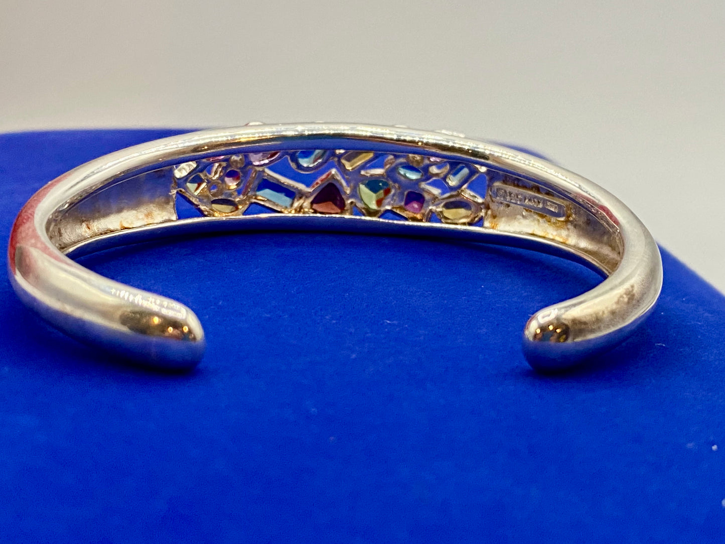 Sterling Silver Multi Genstone Cuff Bracelet