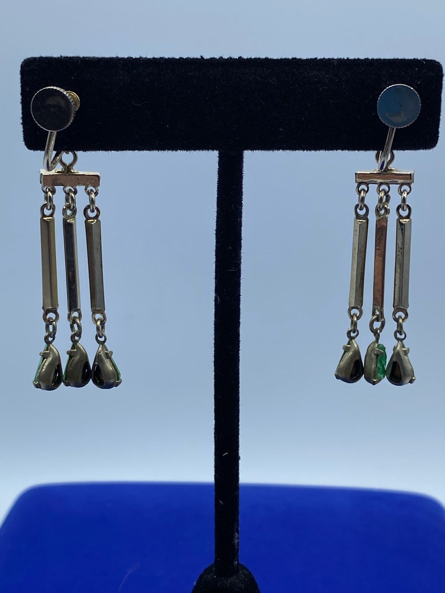 Uranium Glass Screw Back Earrings