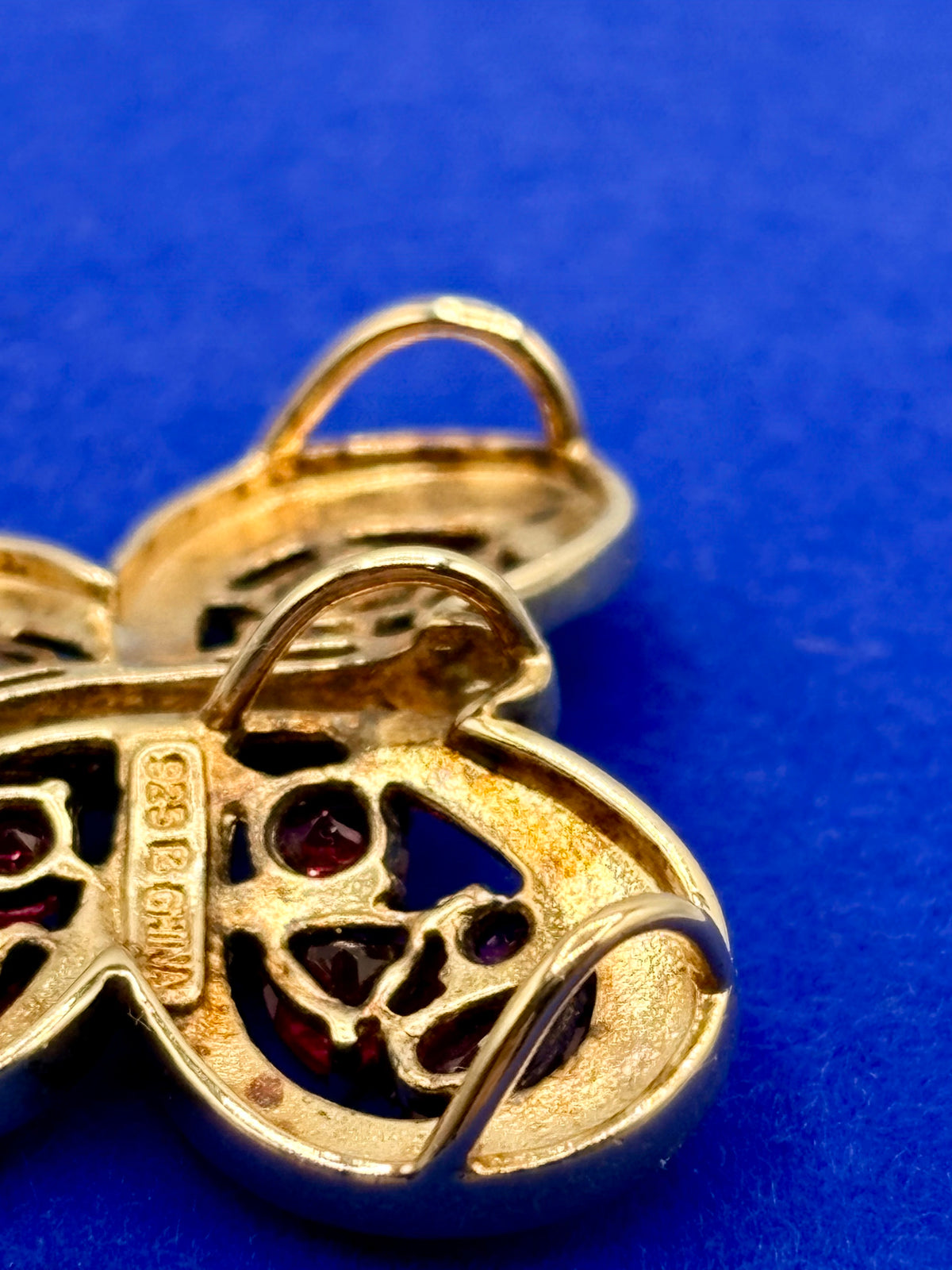 Sterling Silver Vermeil Ross Simons Lab Created Ruby Butterfly Pendant