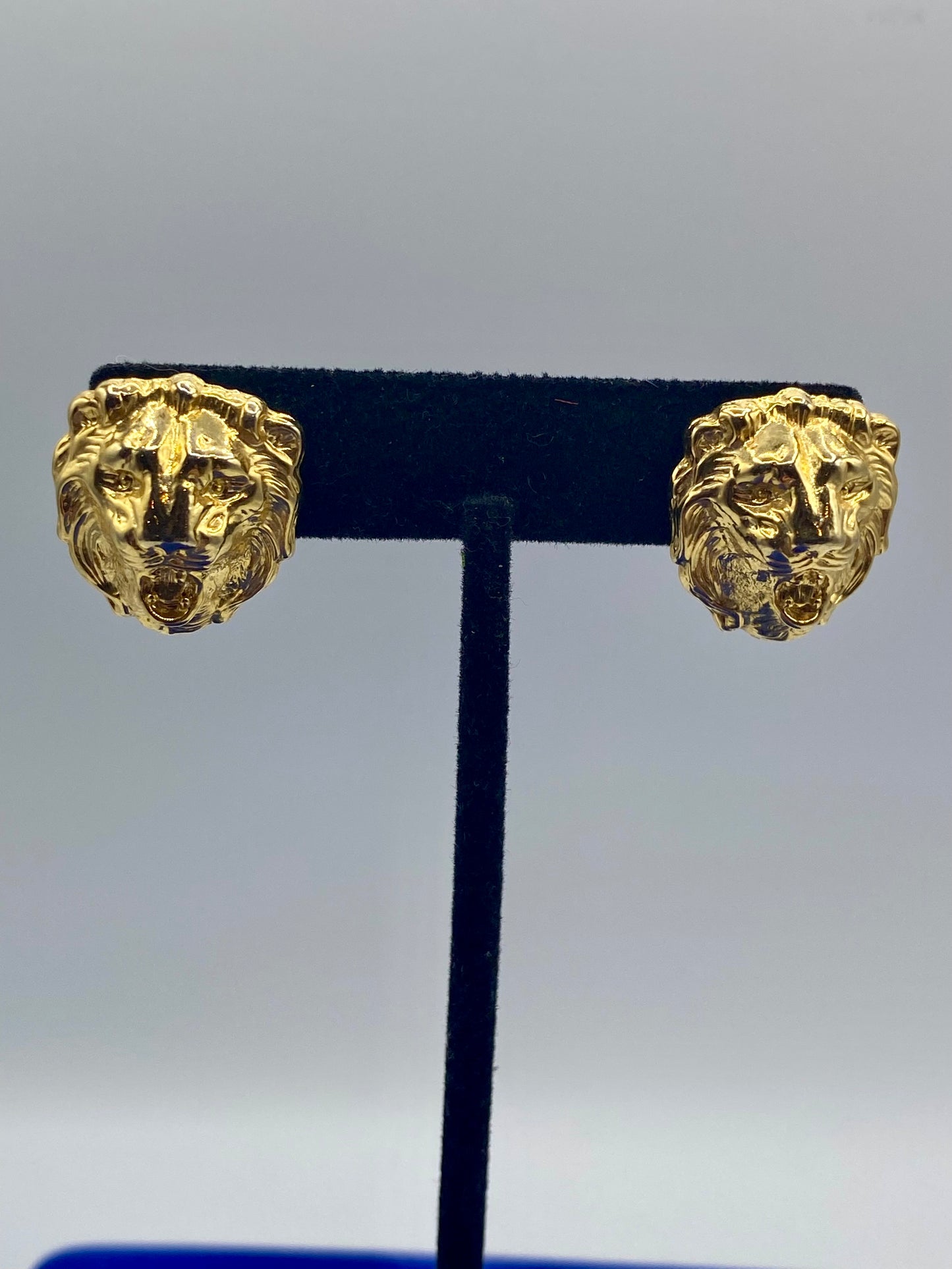 Gold Tone Lion Earrings
