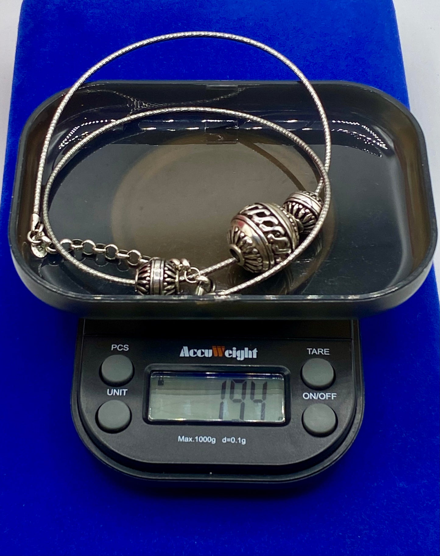 Sterling Silver Bali Style Slide Bead Necklace