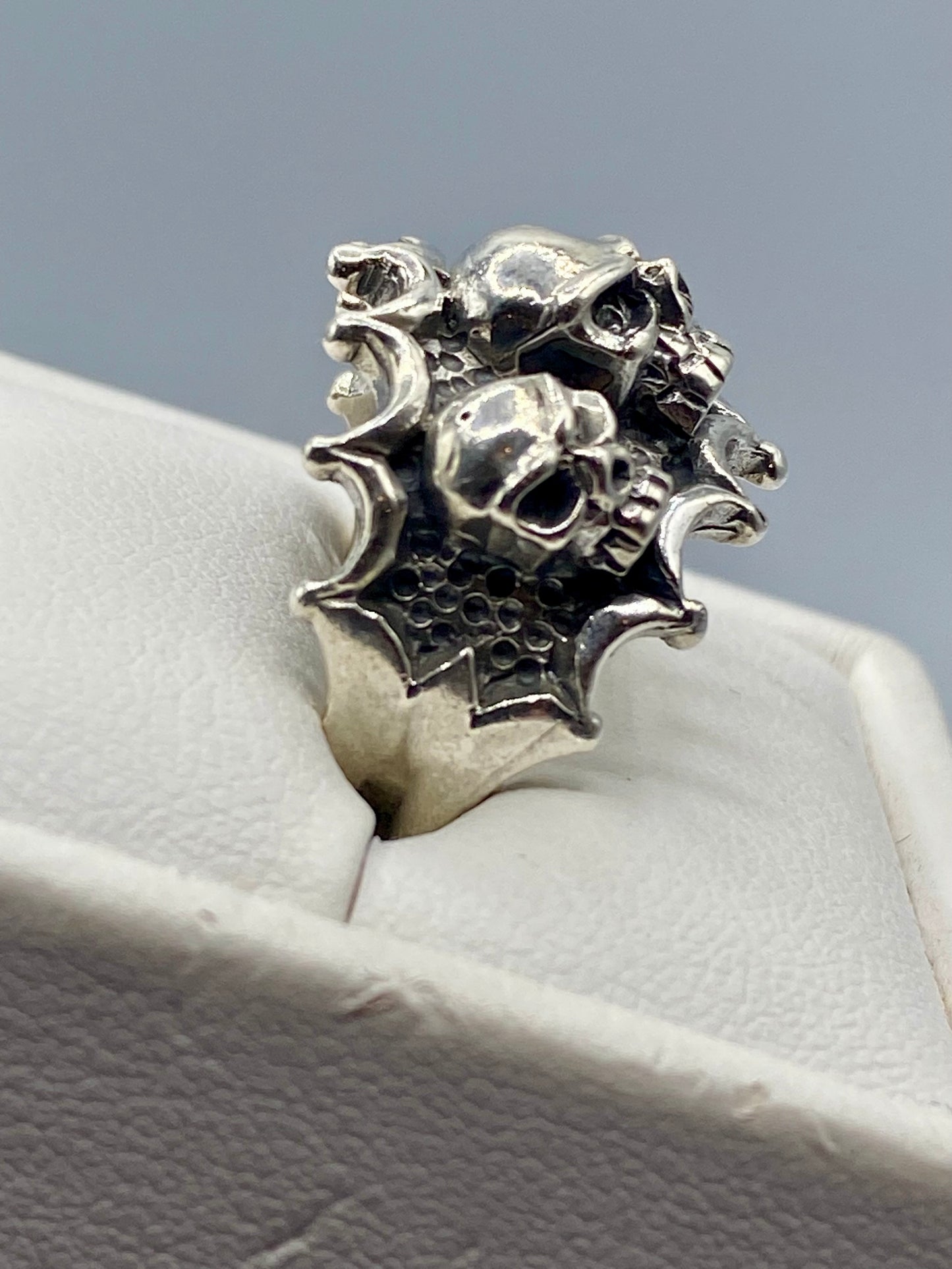 Sterling Silver Biker Skull Ring