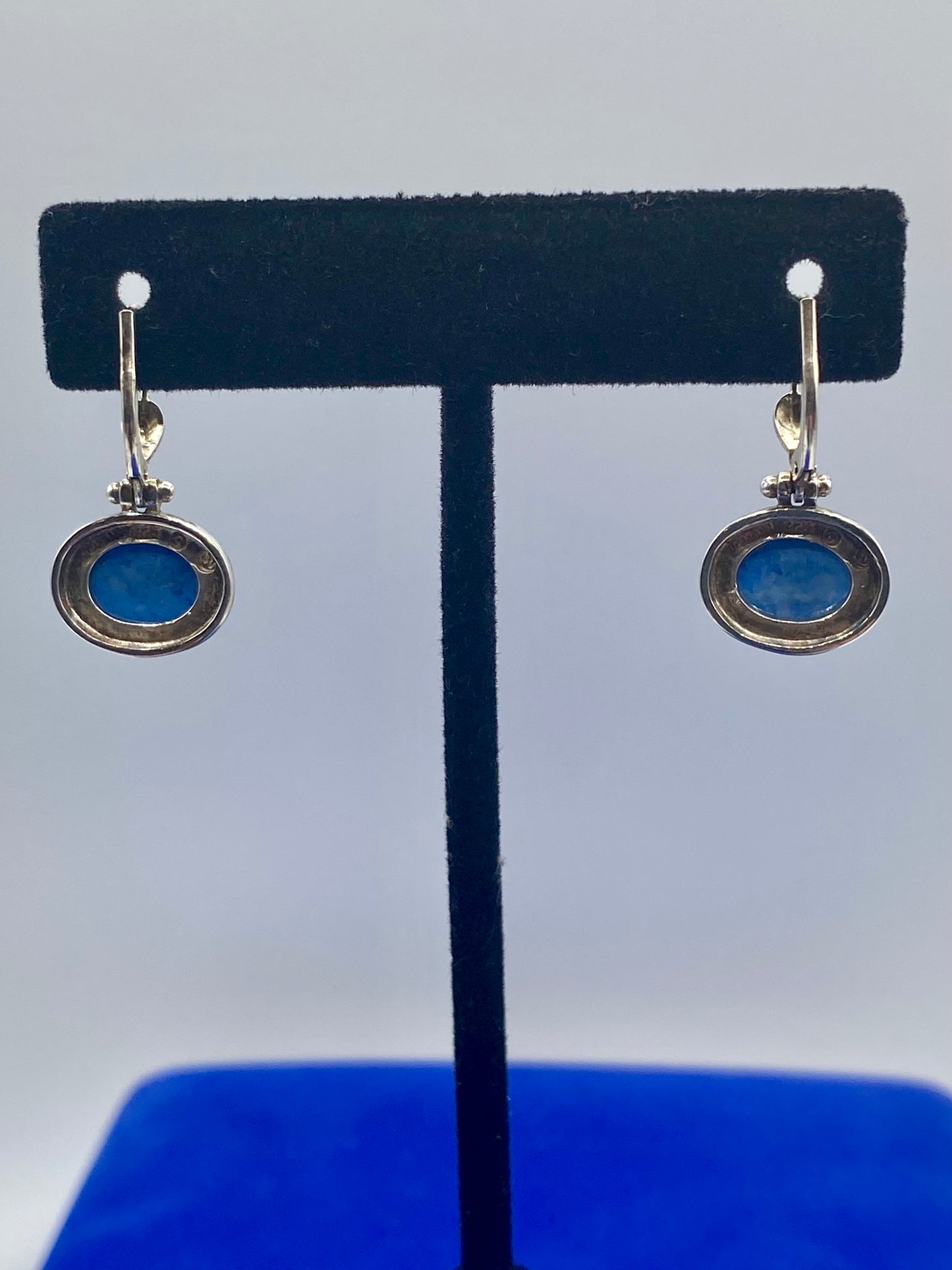 Sterling Silver Blue Stone Earrings