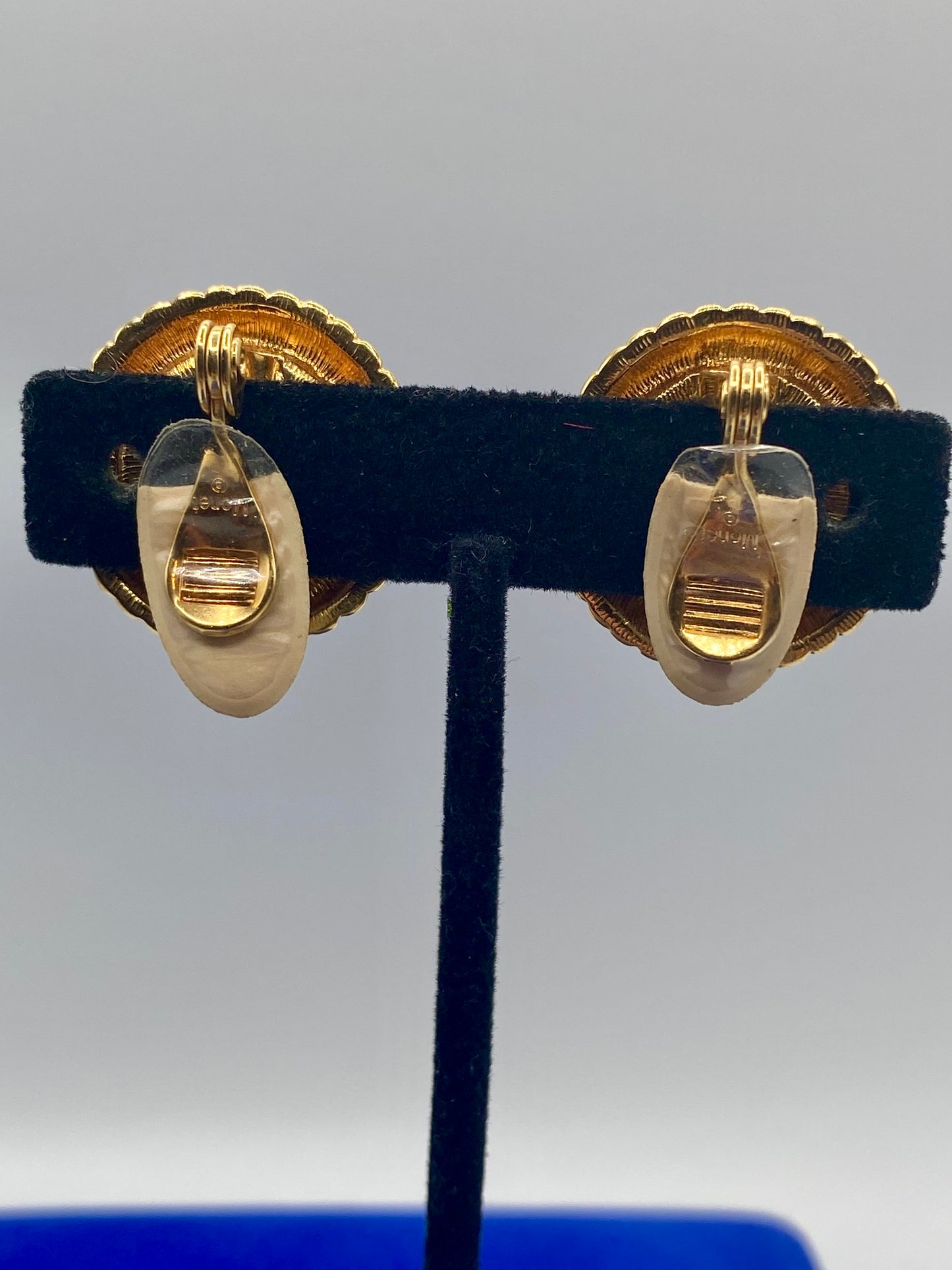 Vintage Monet Red Acrylic & Gold Tone Clip Ons