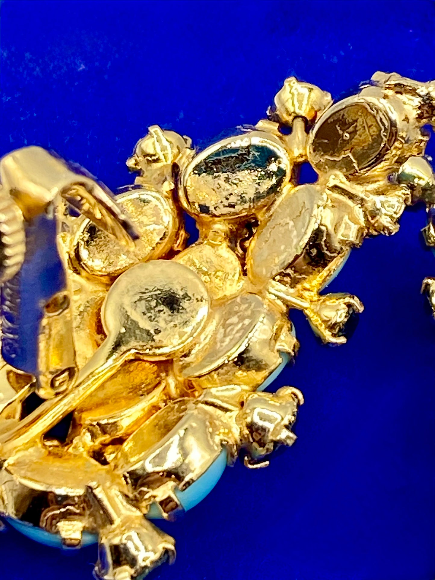 Vintage Gold Tone Vendome Faux Turquoise & Blue Rhinestone Jewelry Set