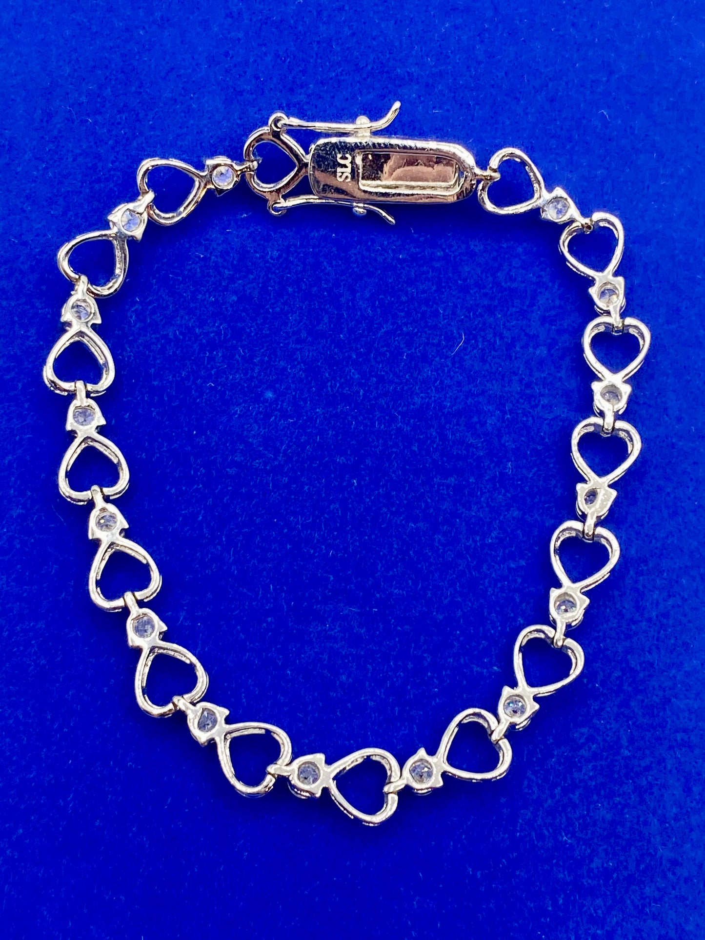 Silver Tone CZ Heart Tennis Bracelet