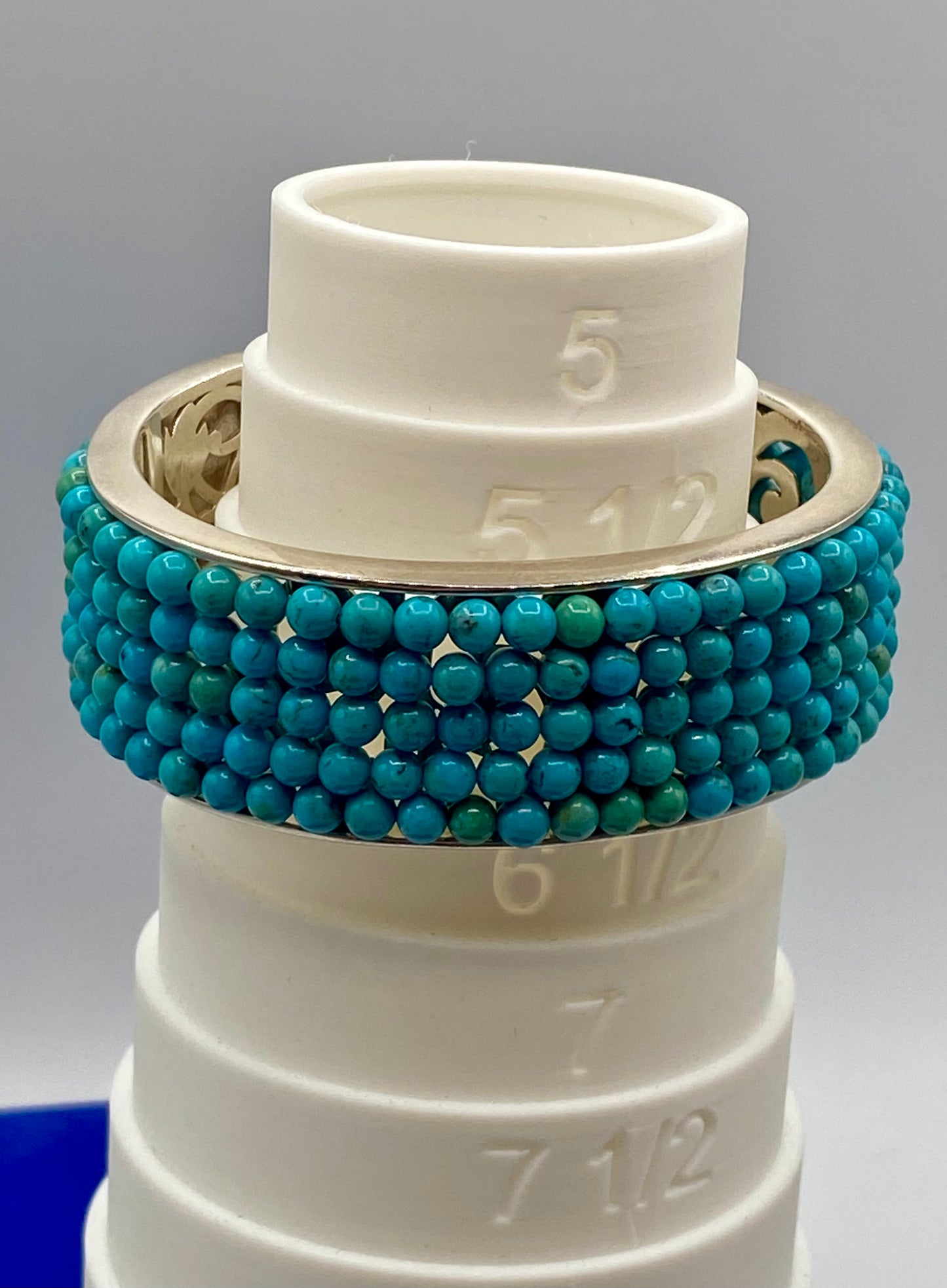 Whitney Kelly WK Sterling Silver Turquoise Multi Row Beaded Cuff Bracelet
