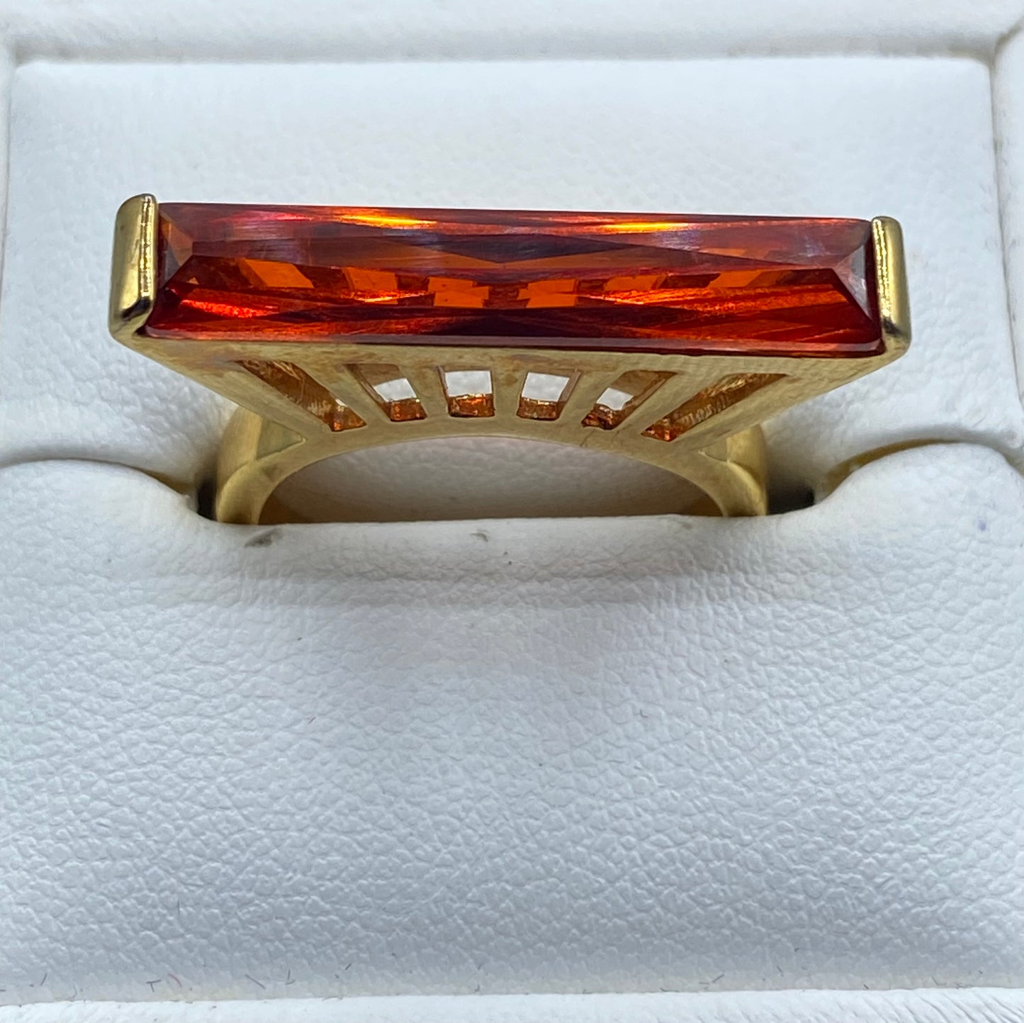 Orange Glass Gold Tone Ring