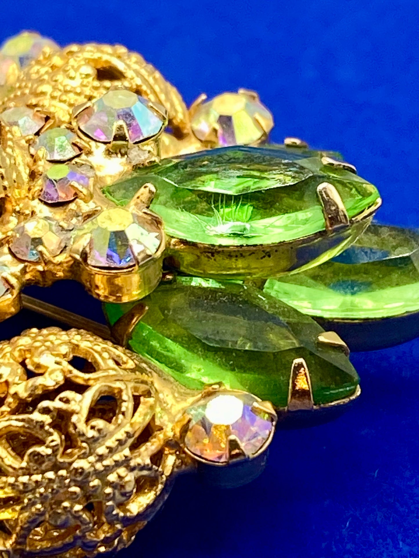 Juliana D&E Gold Tone Rhinestone Filigree Ball Brooch