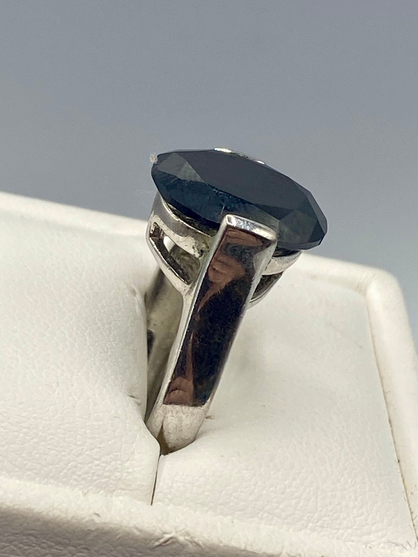 Glass Silver Tone Ring