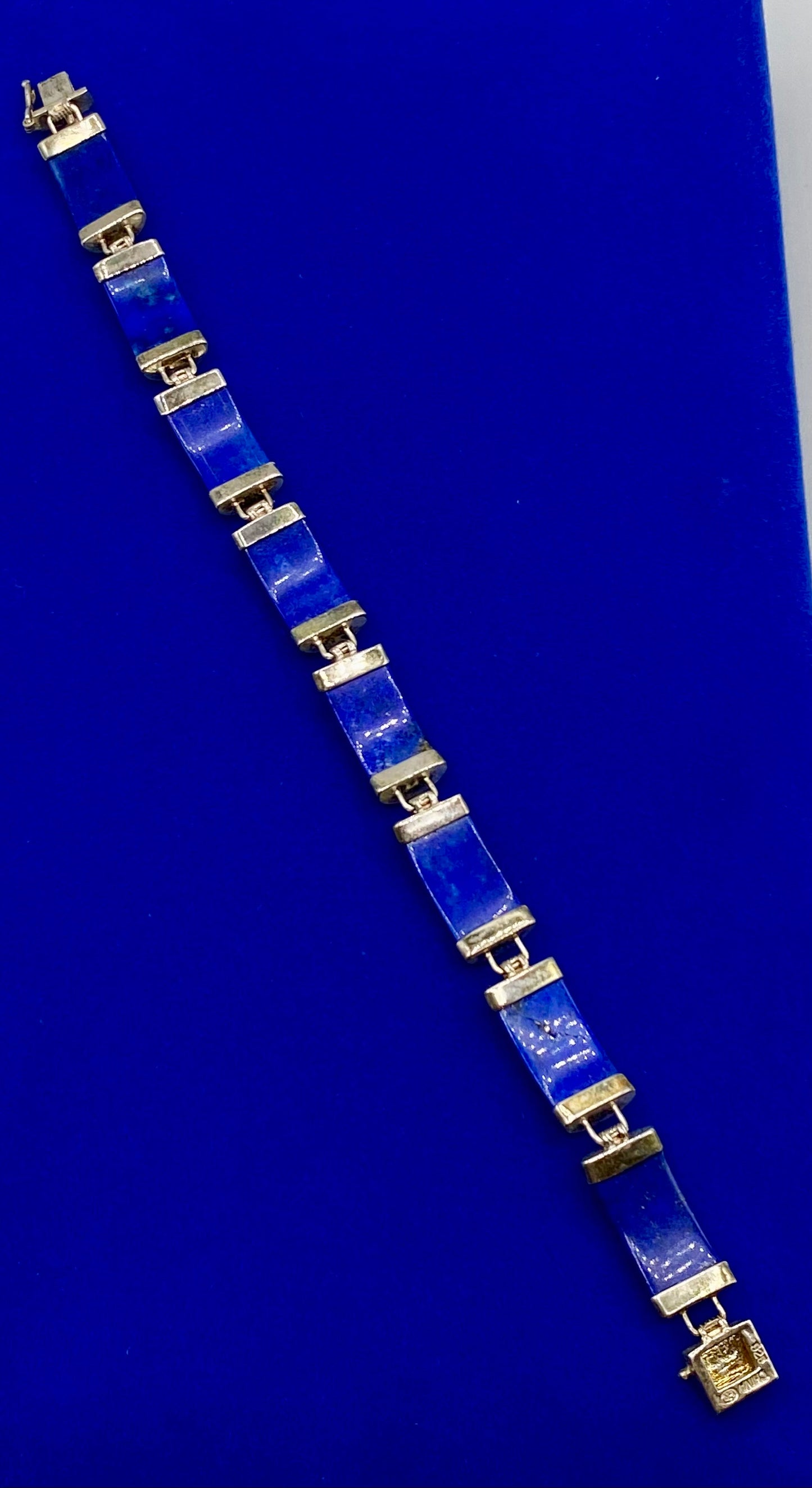 Sterling Silver Lapis Panel Bracelet