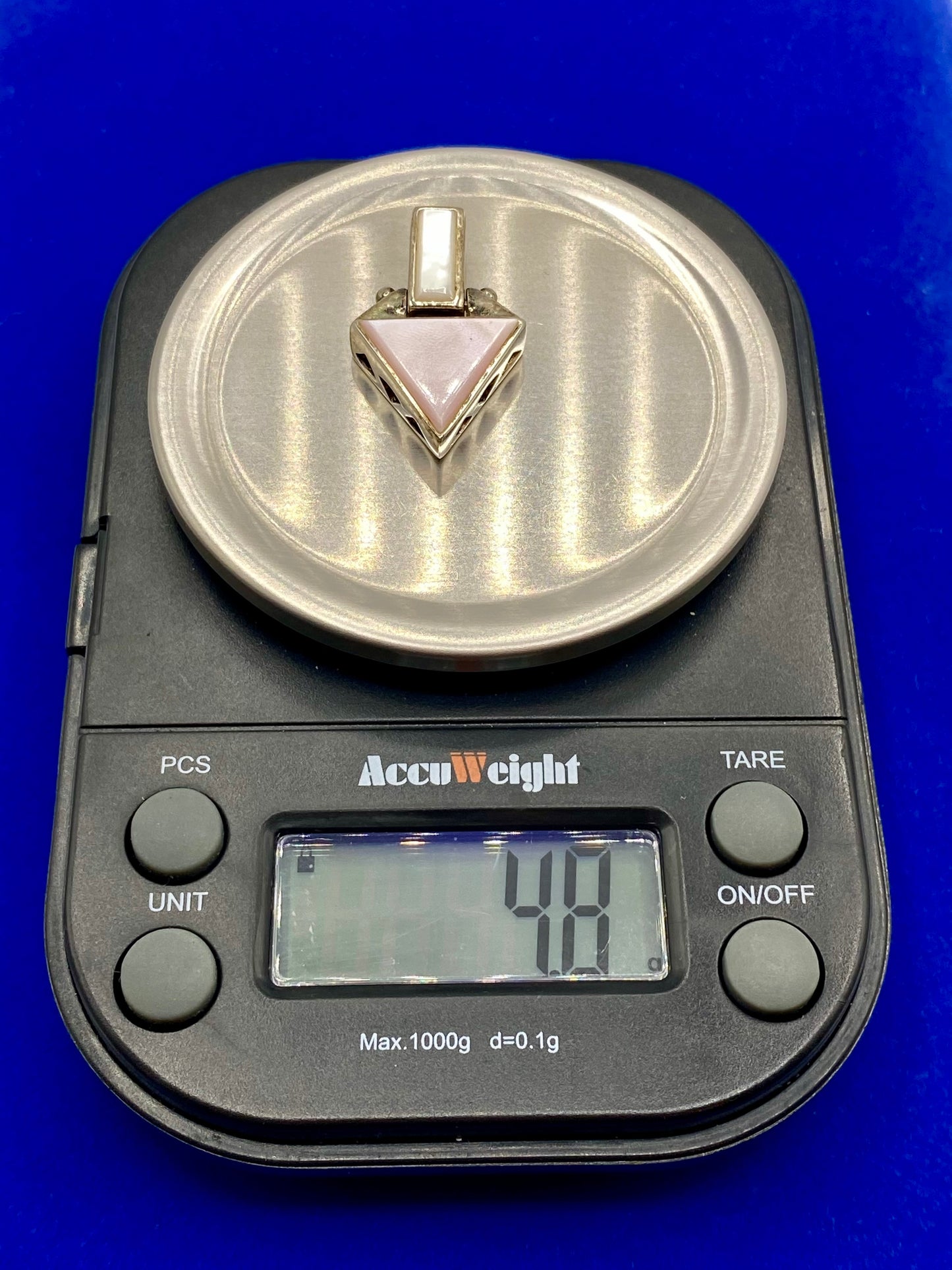 Modern Sterling Silver & Abalone/Mother of Pearl Pendant