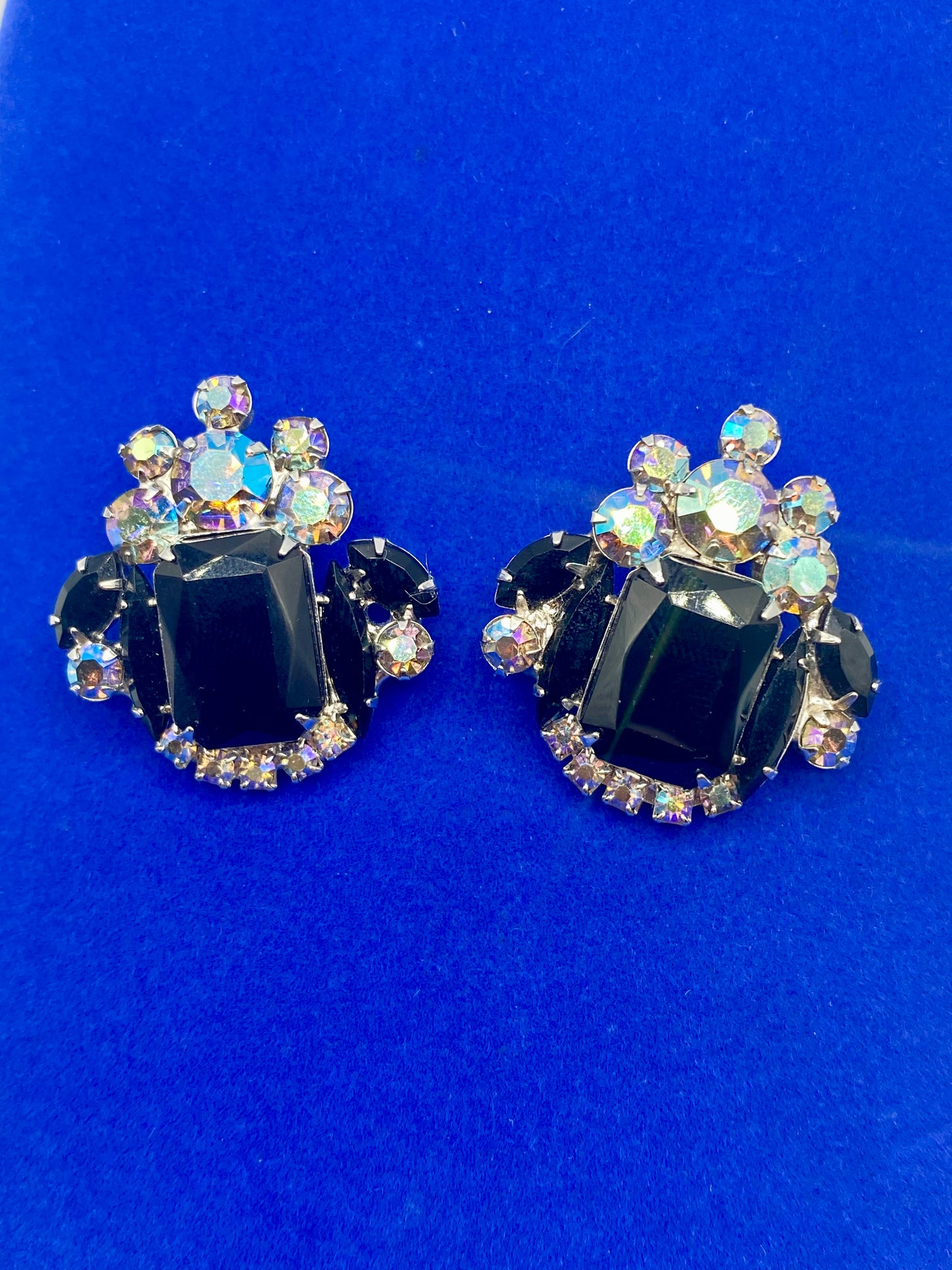 Juliana D&E Black & AB Silver Tone Clip Ons
