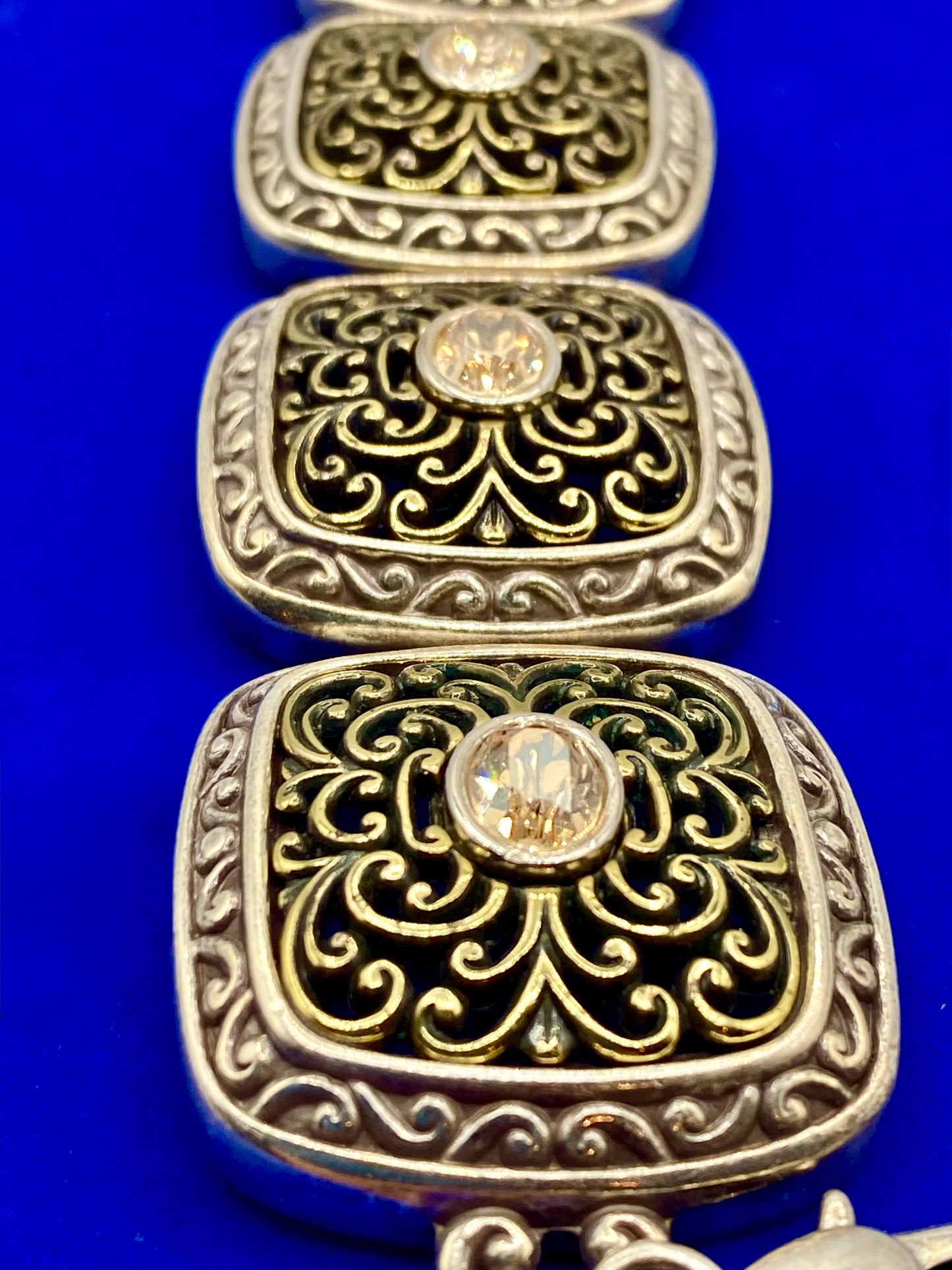 Brighton Two Toned Heavy Hinged Panel Bracelet