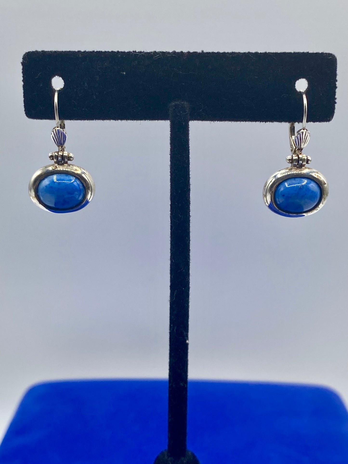 Sterling Silver Blue Stone Earrings