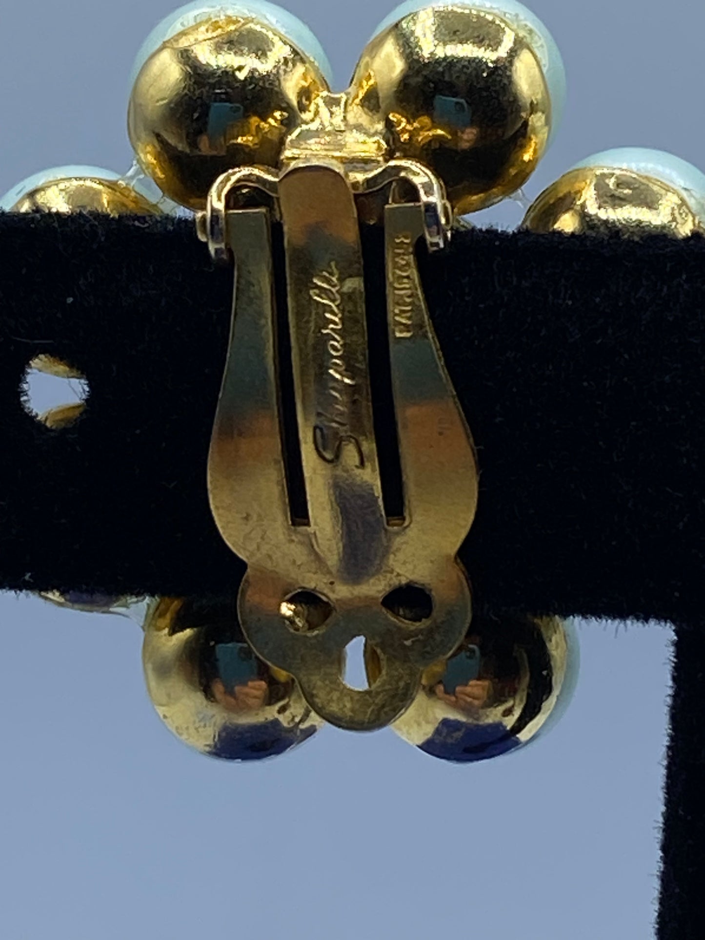 Vintage Schiaparelli Glass & Pearl Clip Ons