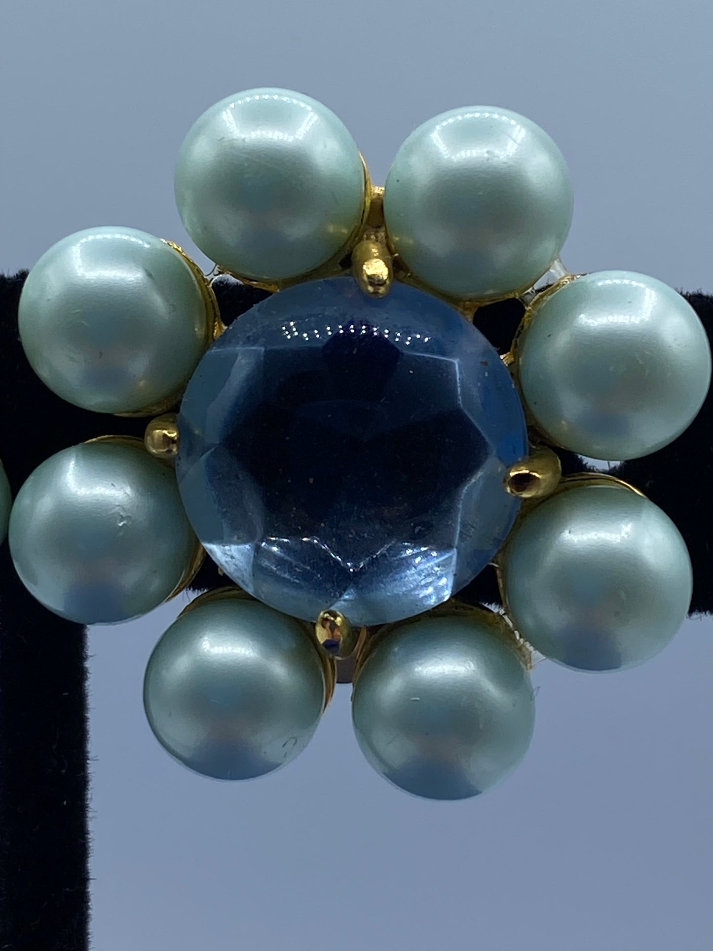 Vintage Schiaparelli Glass & Pearl Clip Ons