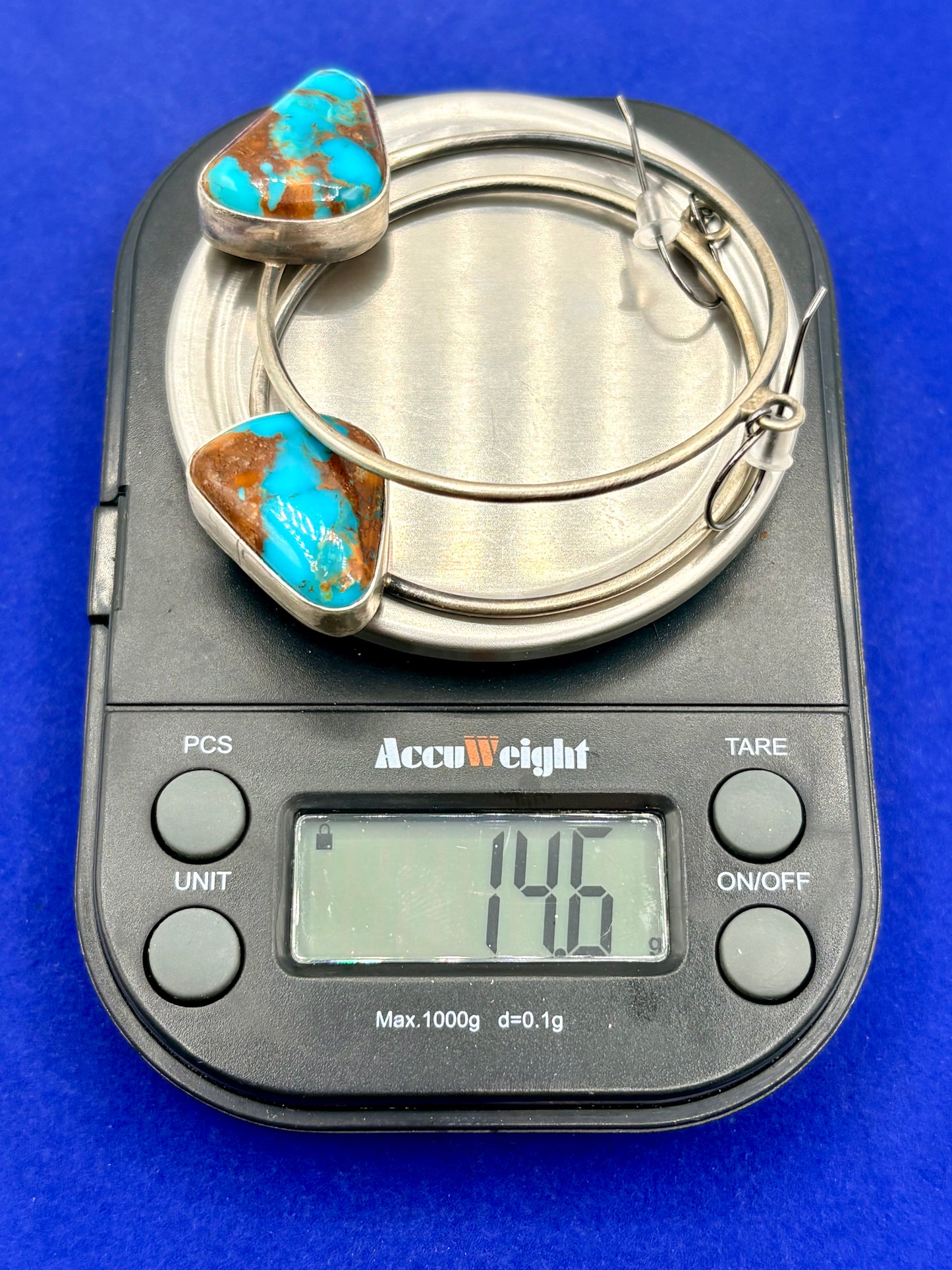 Sterling Silver Native Eloise Kee Turquoise Hoop Earrings