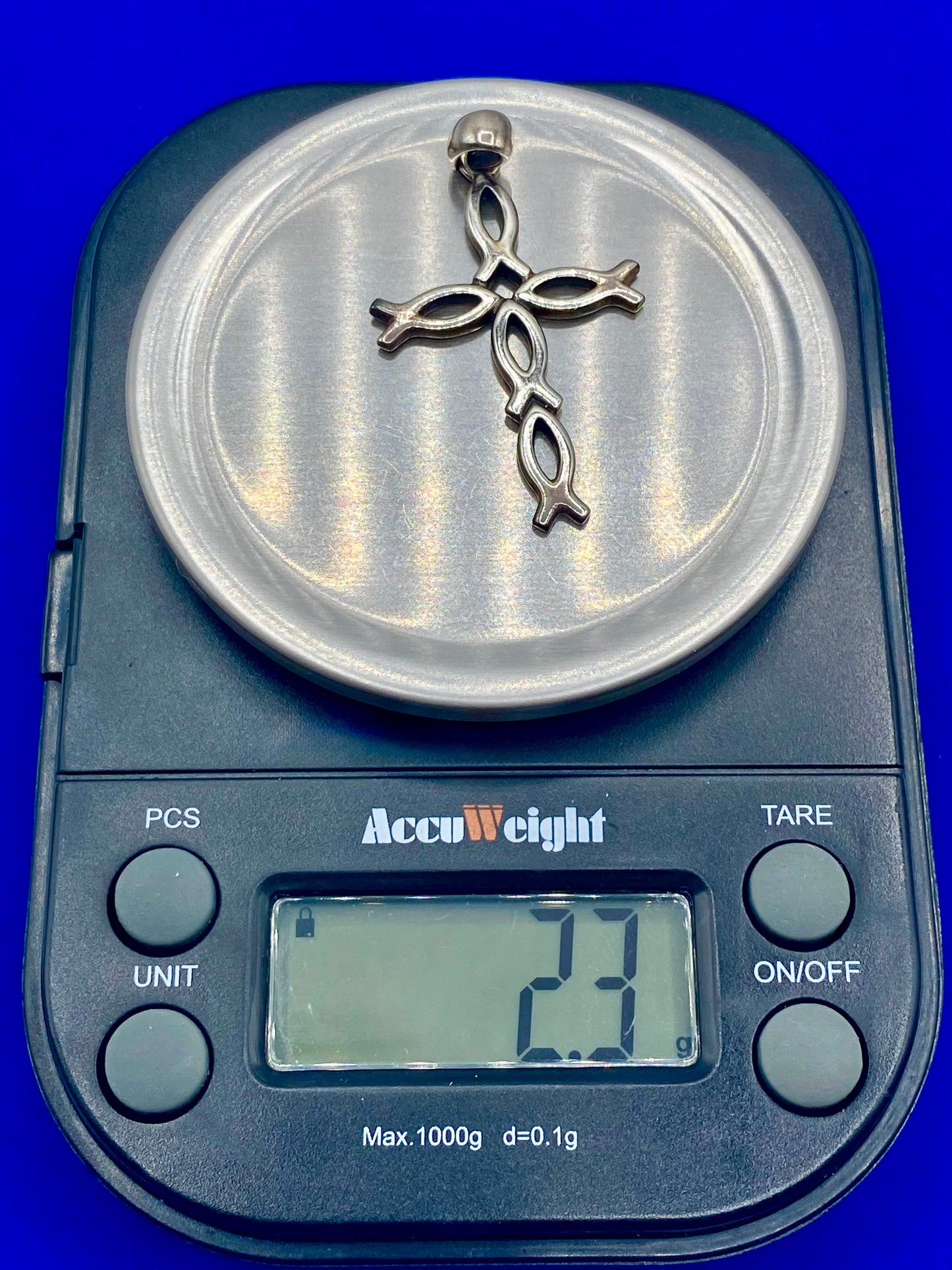Sterling Silver Christian Fish Cross Pendant