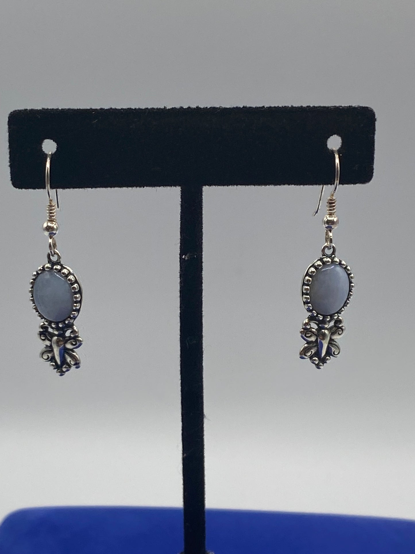 Sterling Silver Carolyn Pollack Agate Butterfly Dangle Earrings & Necklace Set