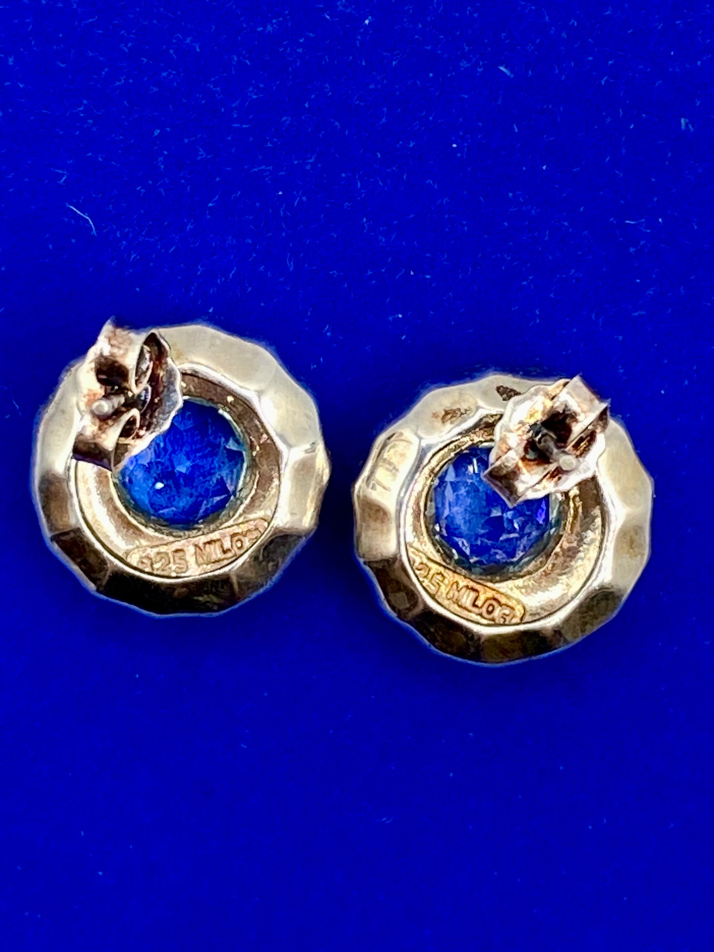 Sterling Silver Milor Italy Blue Topaz Stud Earrings