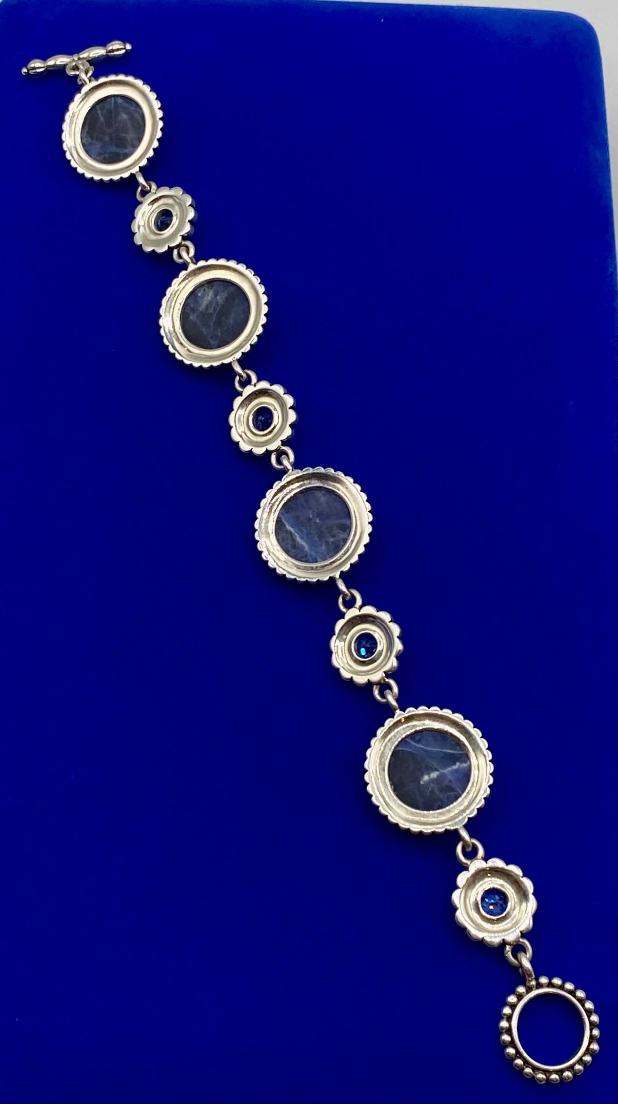 Sterling Silver Sodalite & Topaz Floral Bracelet