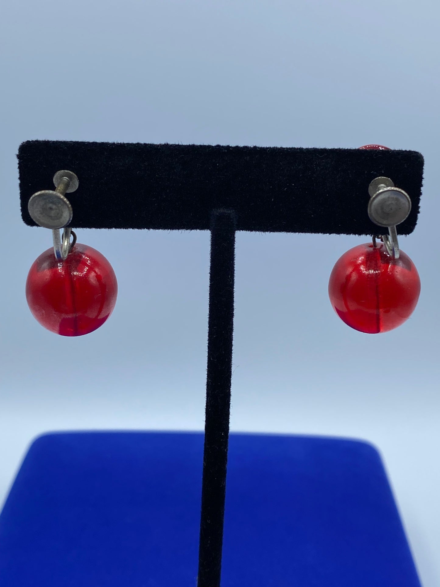 West Germany Glass Screw Back Earrings
