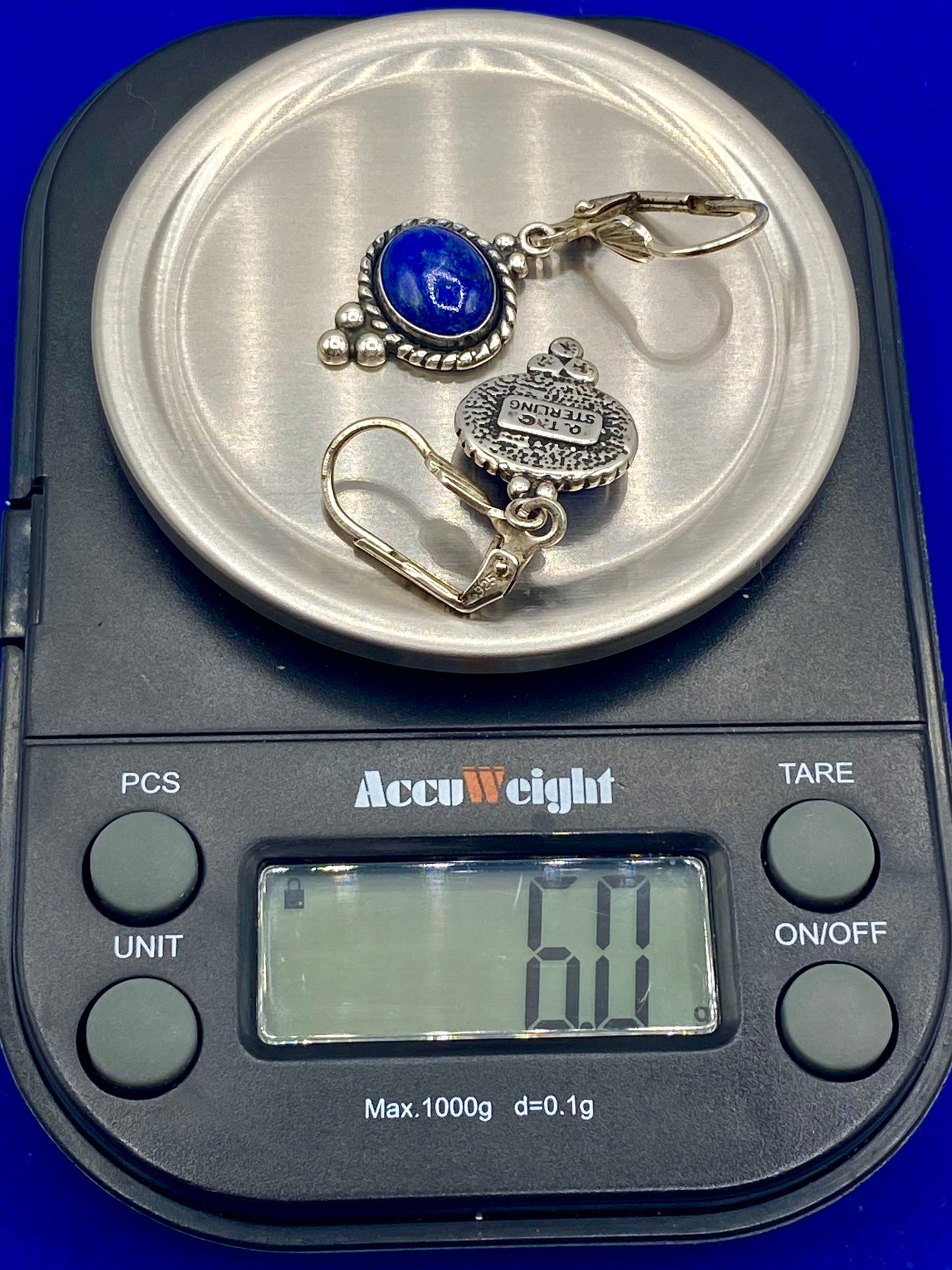 Quoc Turquoise Inc QT Sterling Silver Lapis Lazuli Dangle Drop Earrings