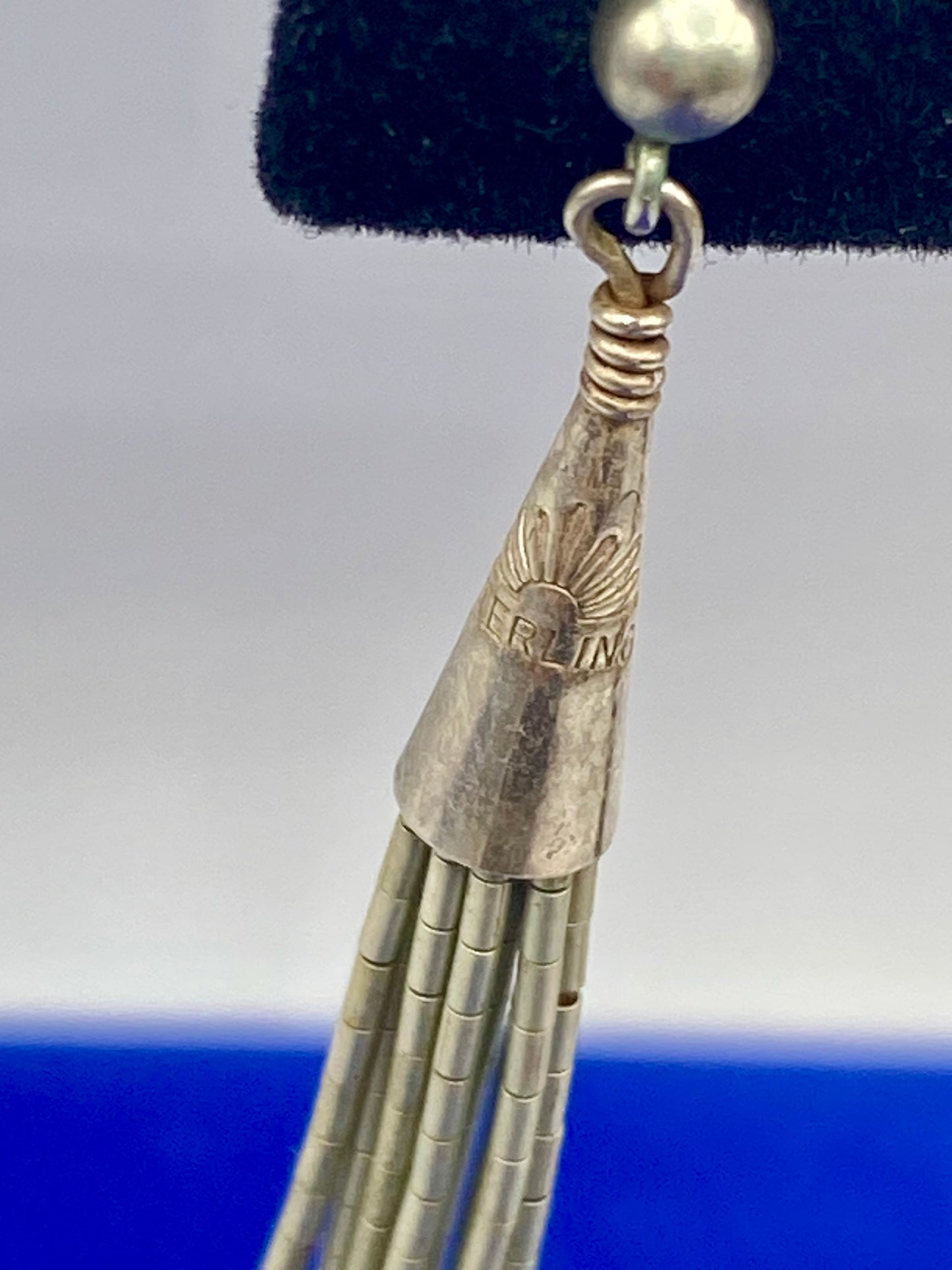 Vintage Native American Sterling Liquid Silver Earrings