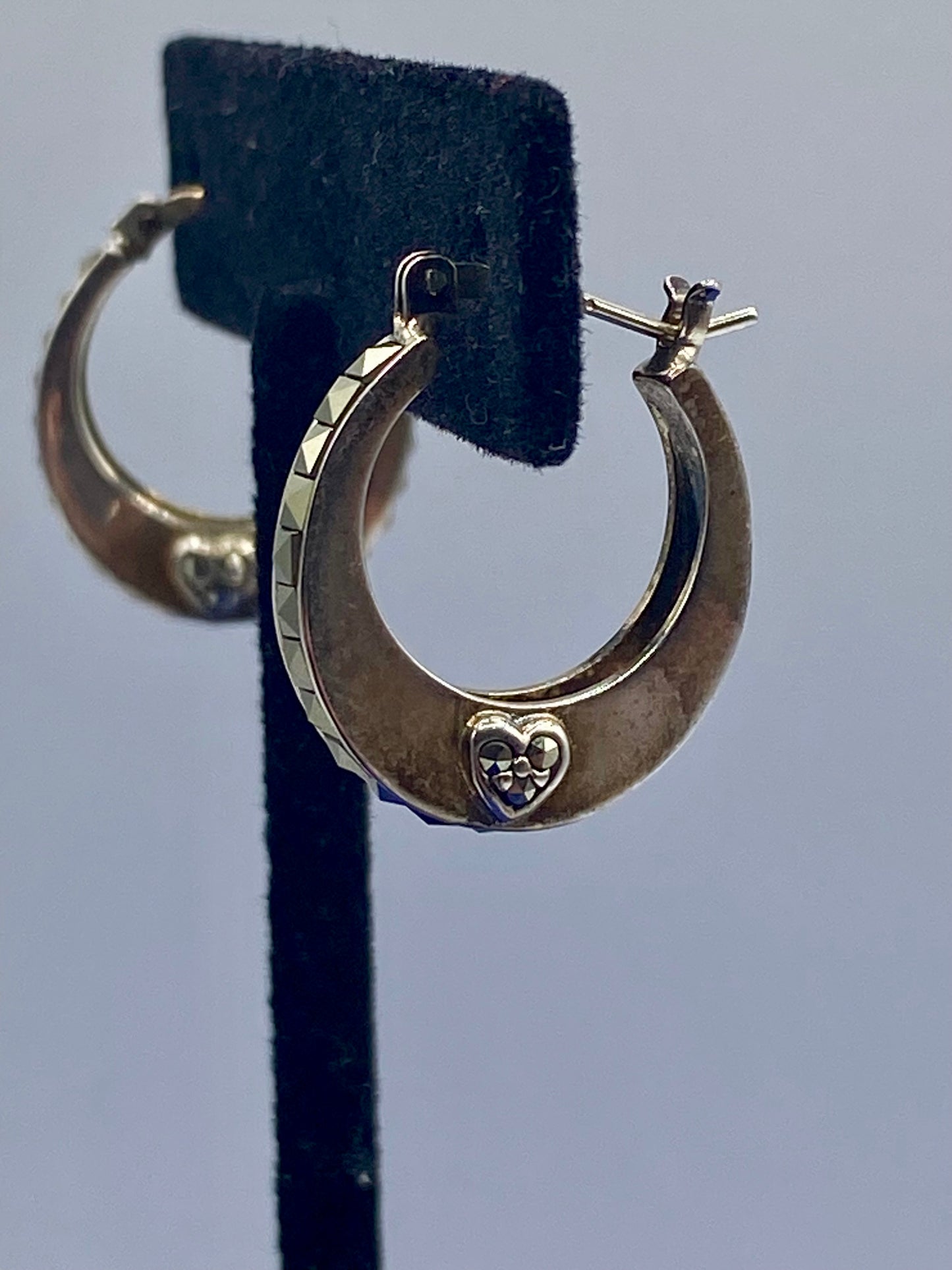 Sterling Silver Marcasite Hoop Earrings