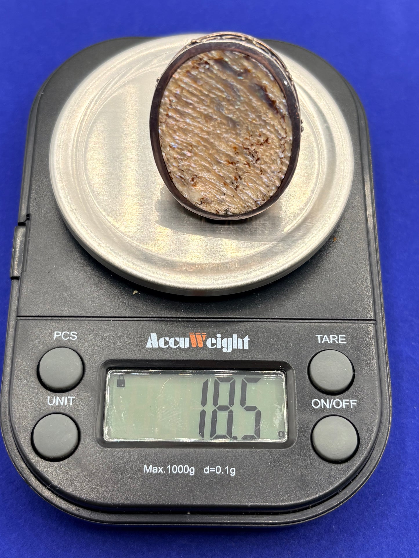 Sterling Silver Carved Abalone Artisan Made Ring