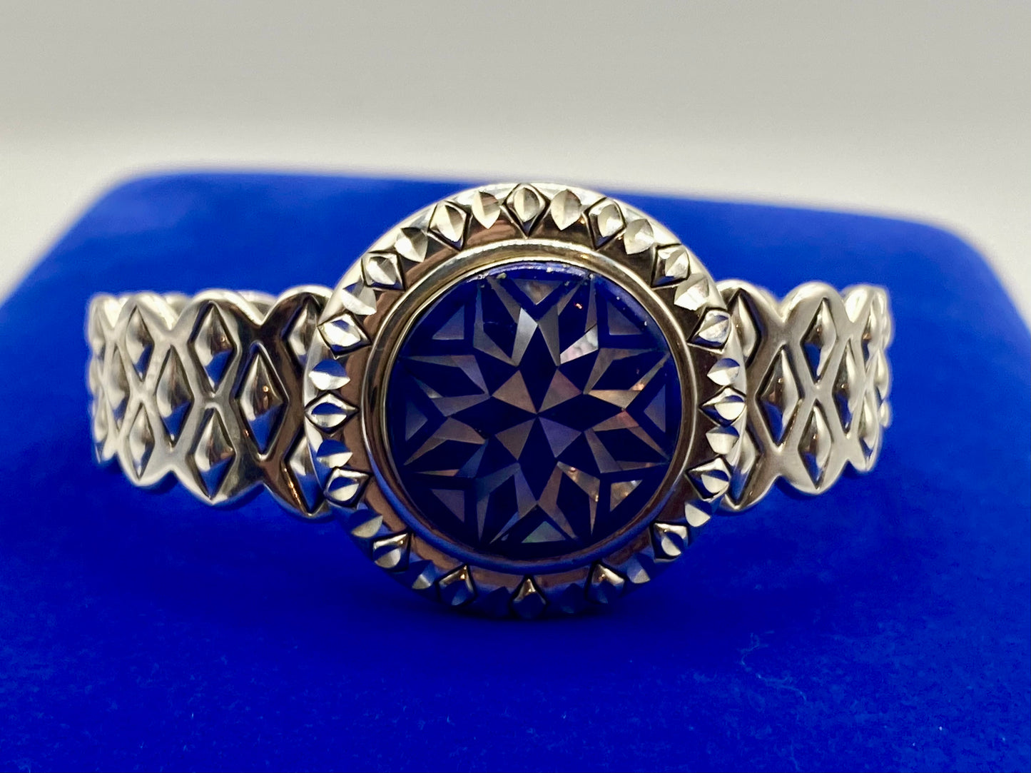 Carolyn Pollack Sterling Silver Lapis Mother of Pearl Mosaic Inlay Cuff Bracelet