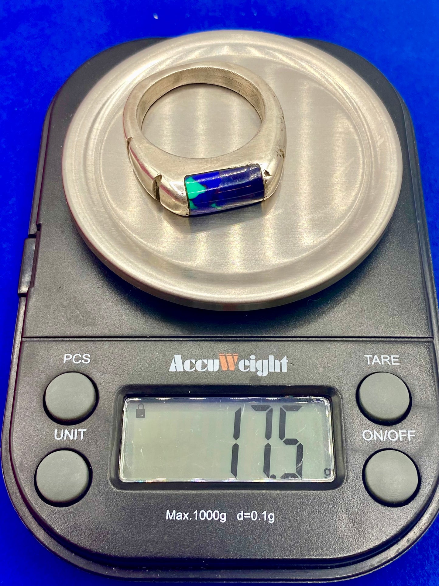 Sterling Silver Azurite Men’s Ring