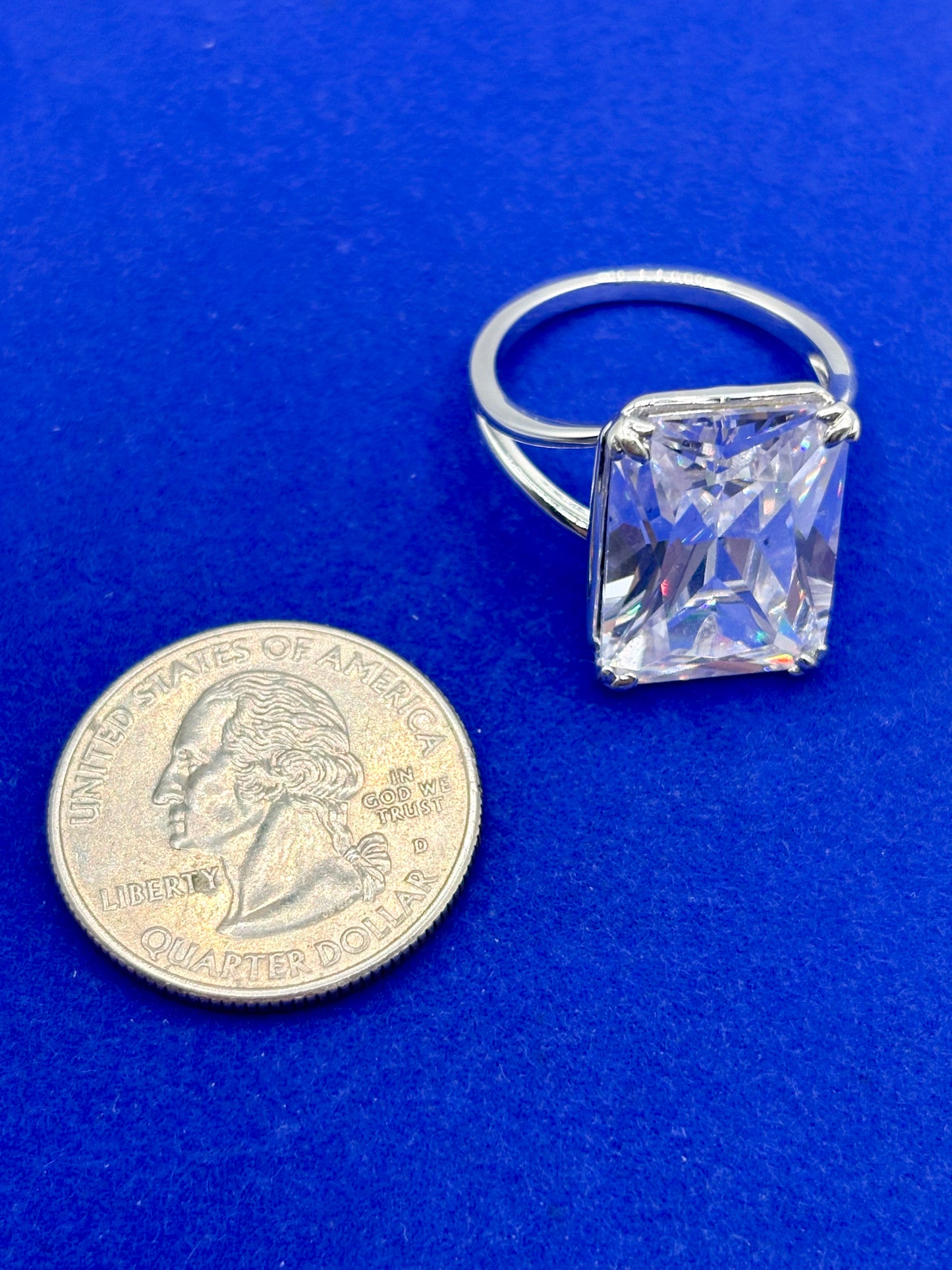 Silver Tone Crystal Statement Ring