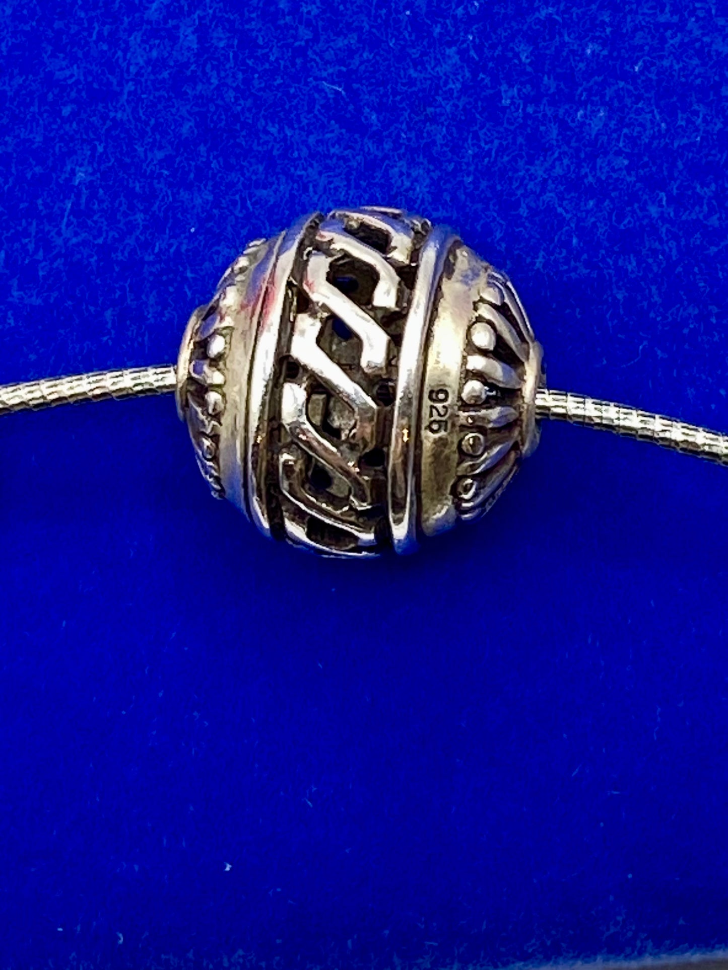 Sterling Silver Bali Style Slide Bead Necklace
