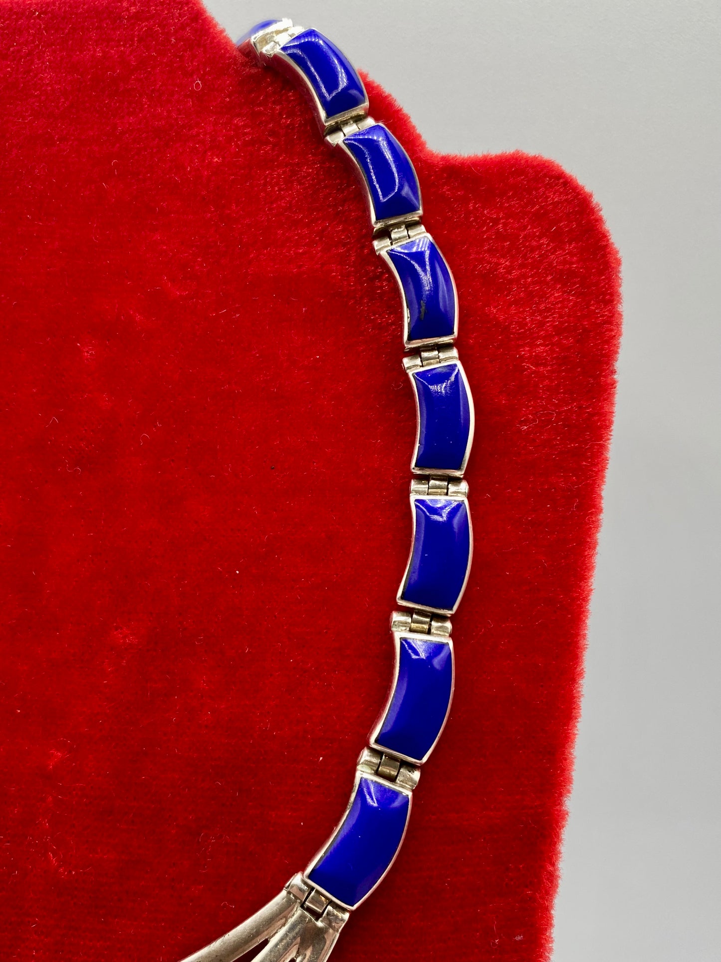 Vintage Lapis Lazuli 950 Silver Choker Necklace