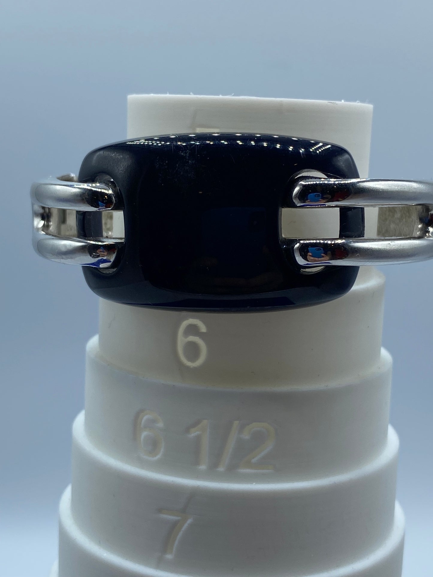 1976 Givenchy Paris Faux Onyx Silver Tone Bracelet