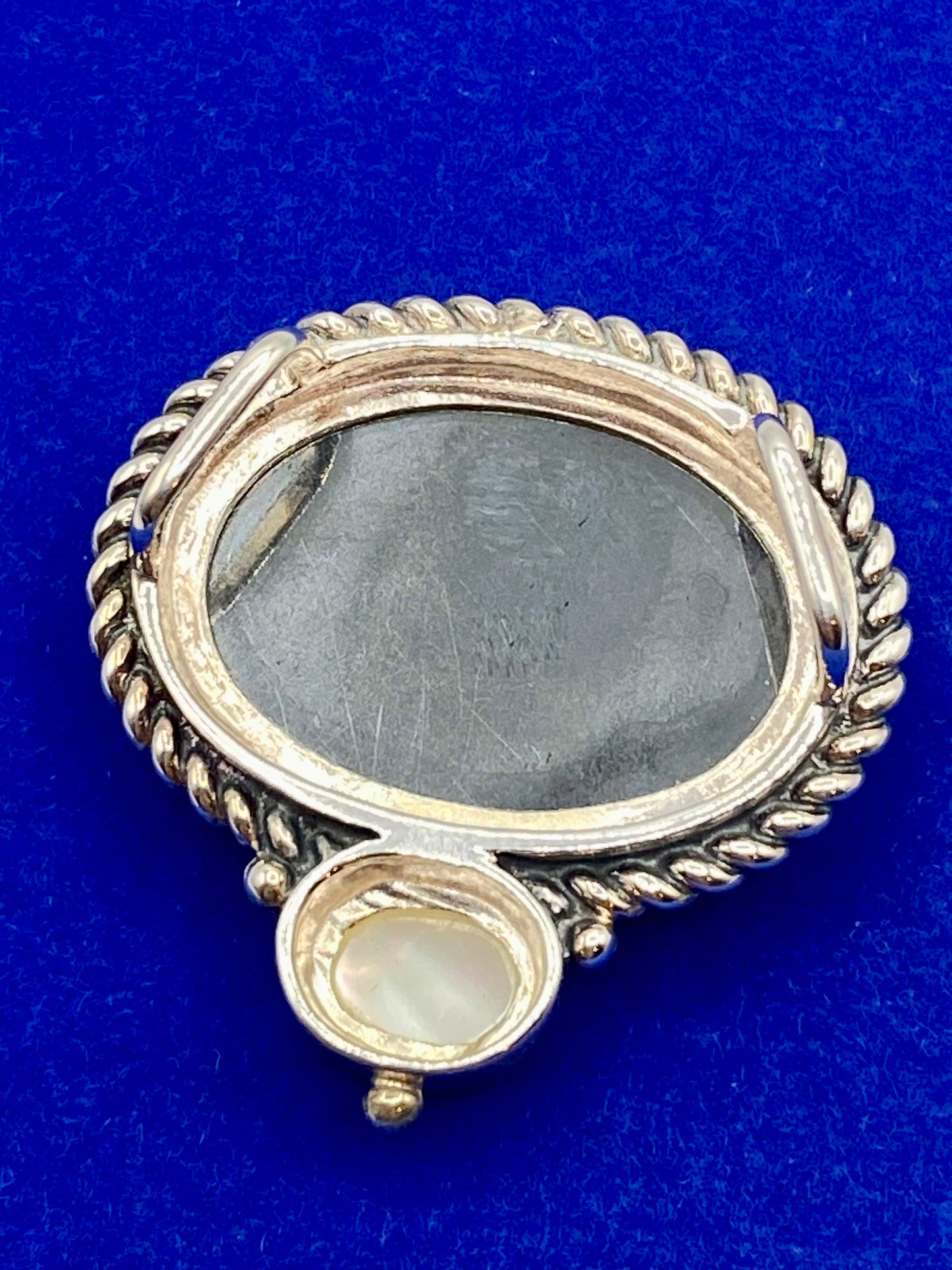 Sterling Silver Hematite and Mother of Pearl Pendant