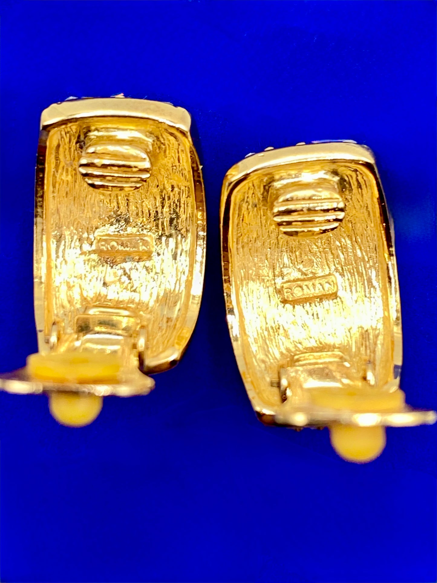 Vintage Roman Gold Tone Rhinestone Clip Ons