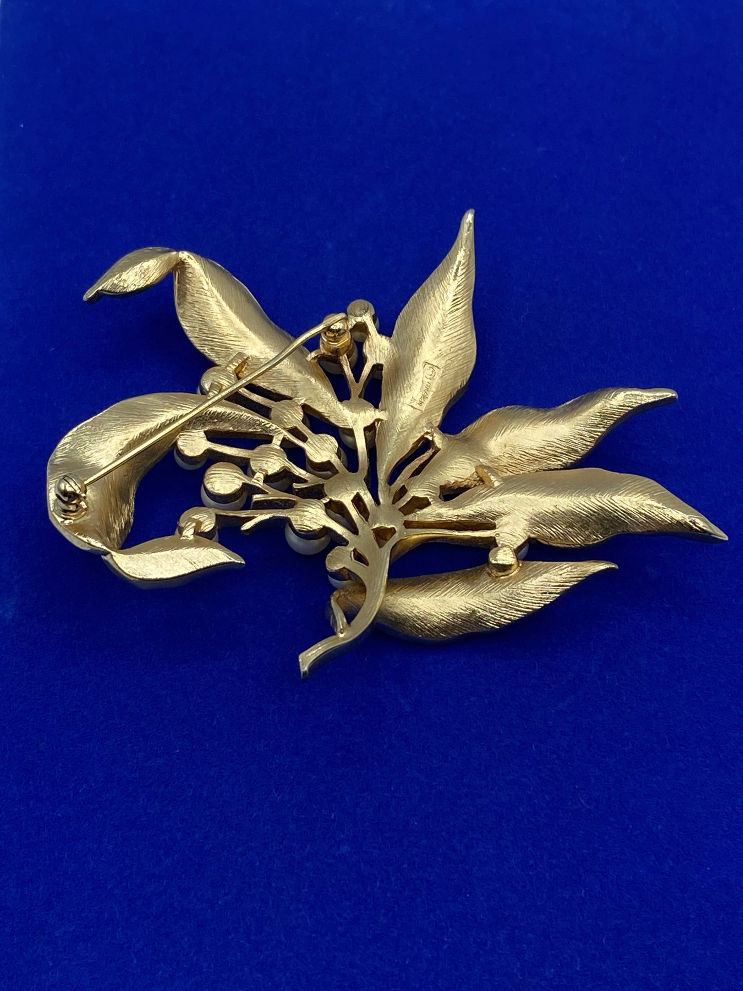 Vintage Crown Trifari Huge Faux Pearl Brooch
