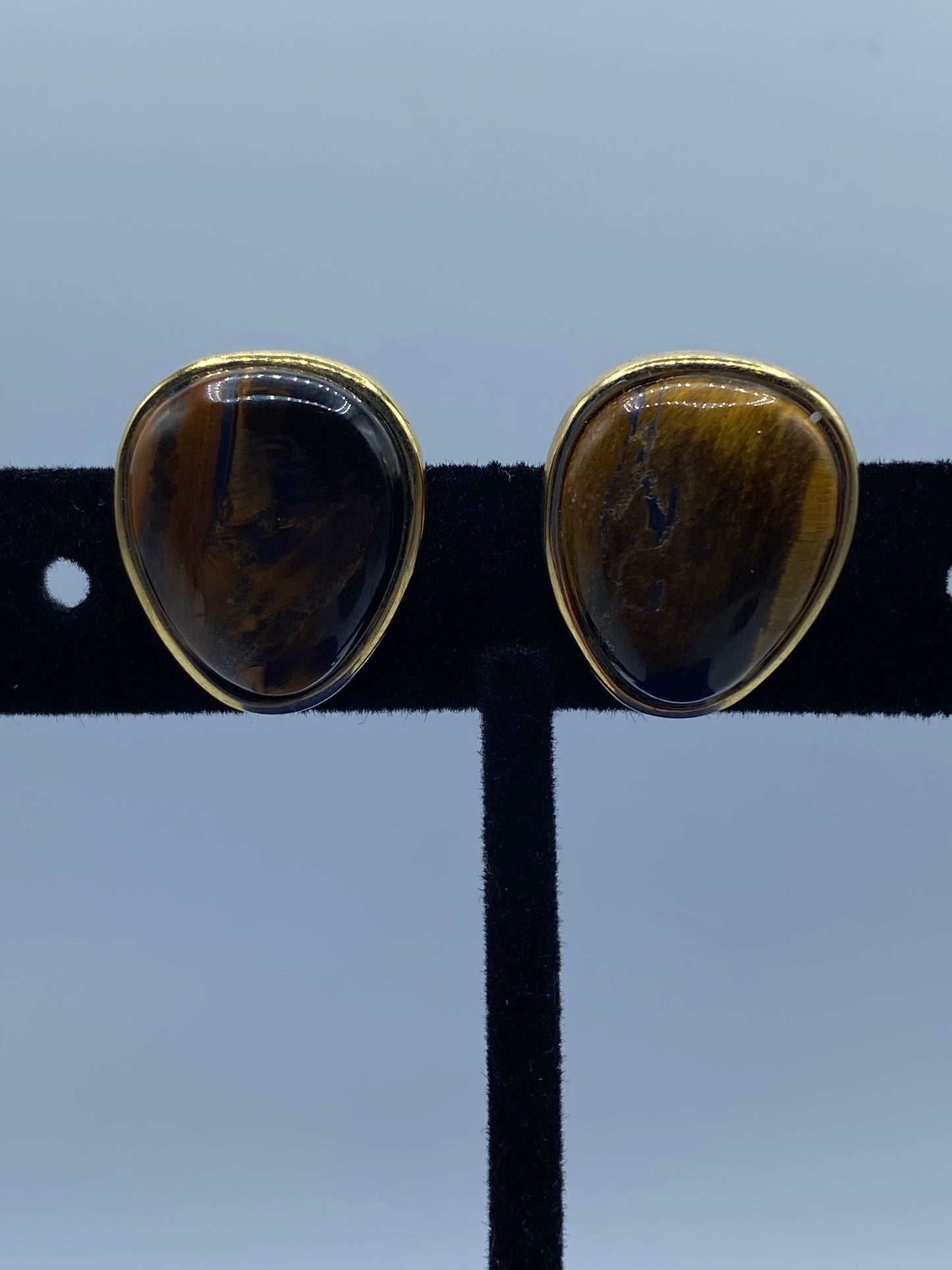 Monet Tigers Eye Clip Ons