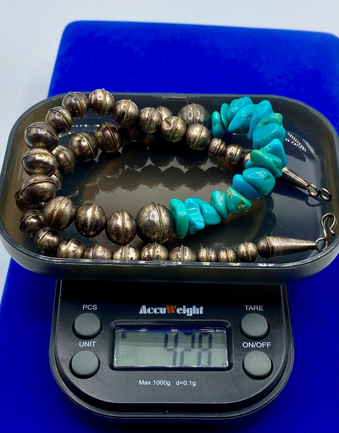 Vintage Navajo Sterling Silver Turquoise Necklace